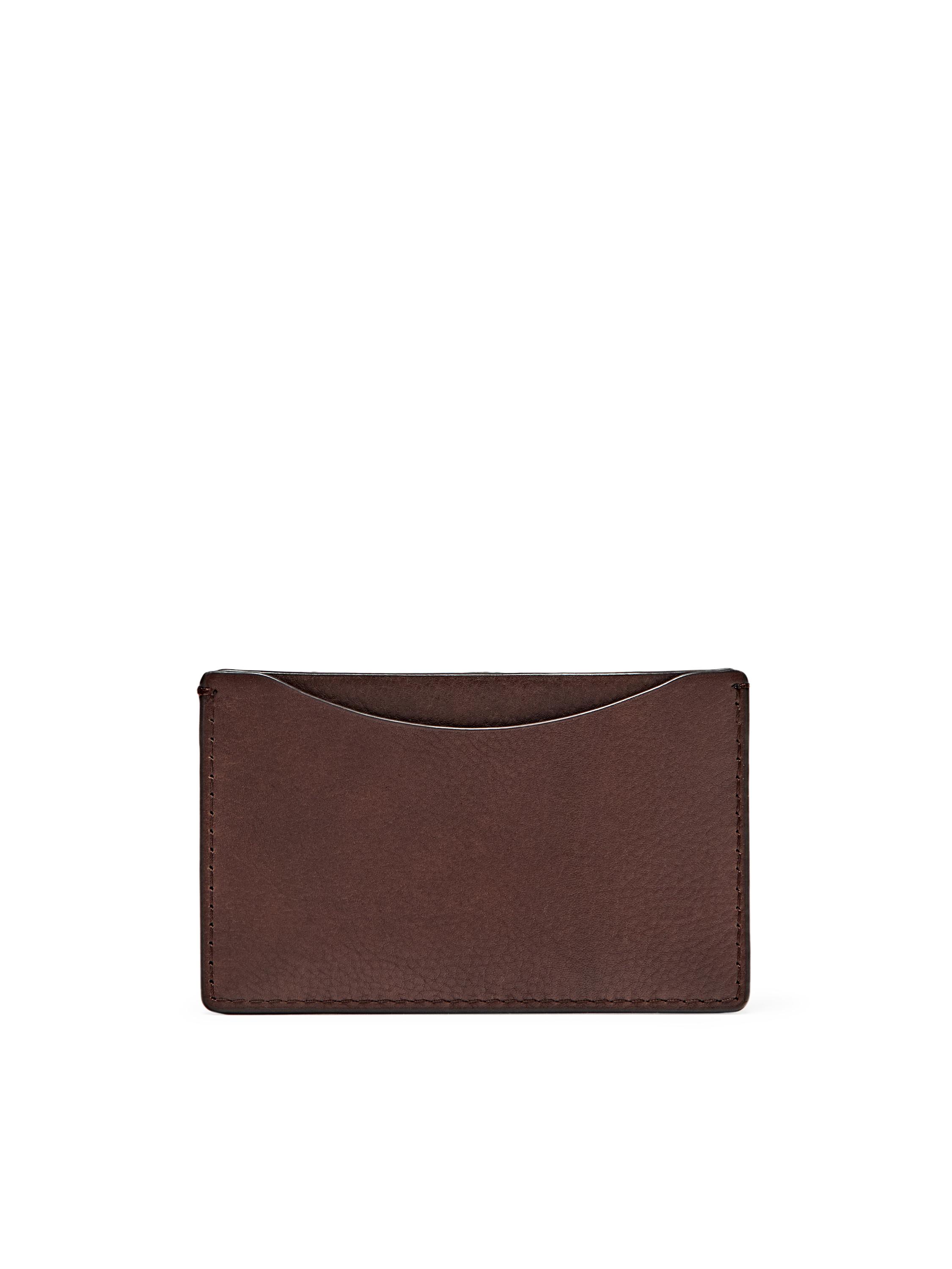 Nappa leather card holder — Chocolate