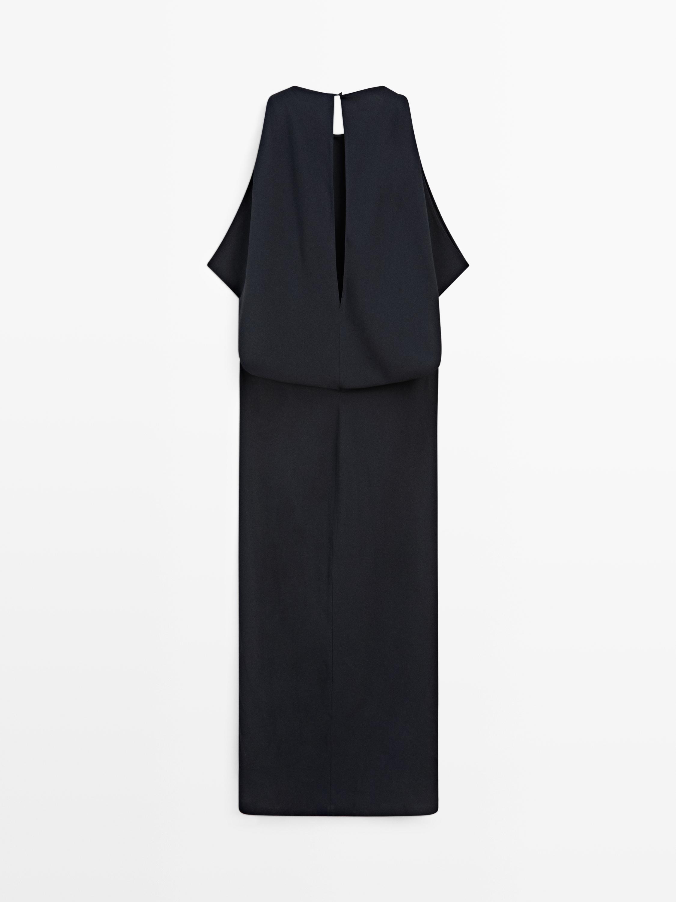 Pilili detaylı midi elbise