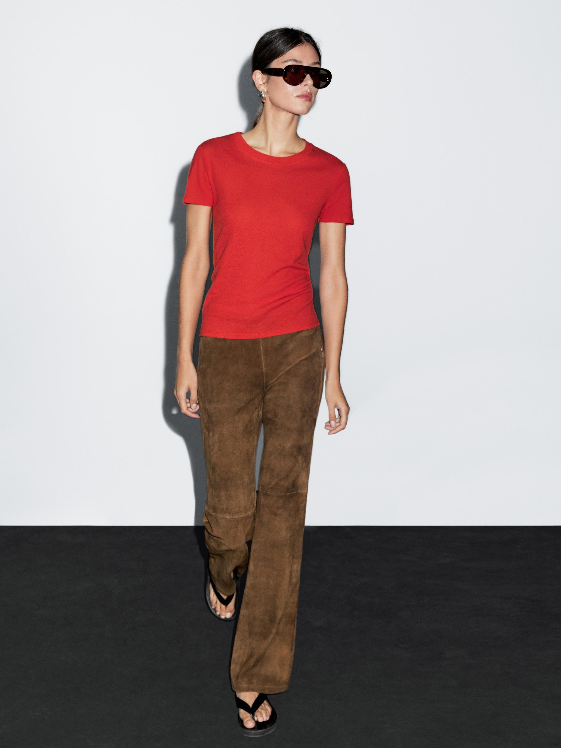 Textured crepe-effect cotton T-shirt