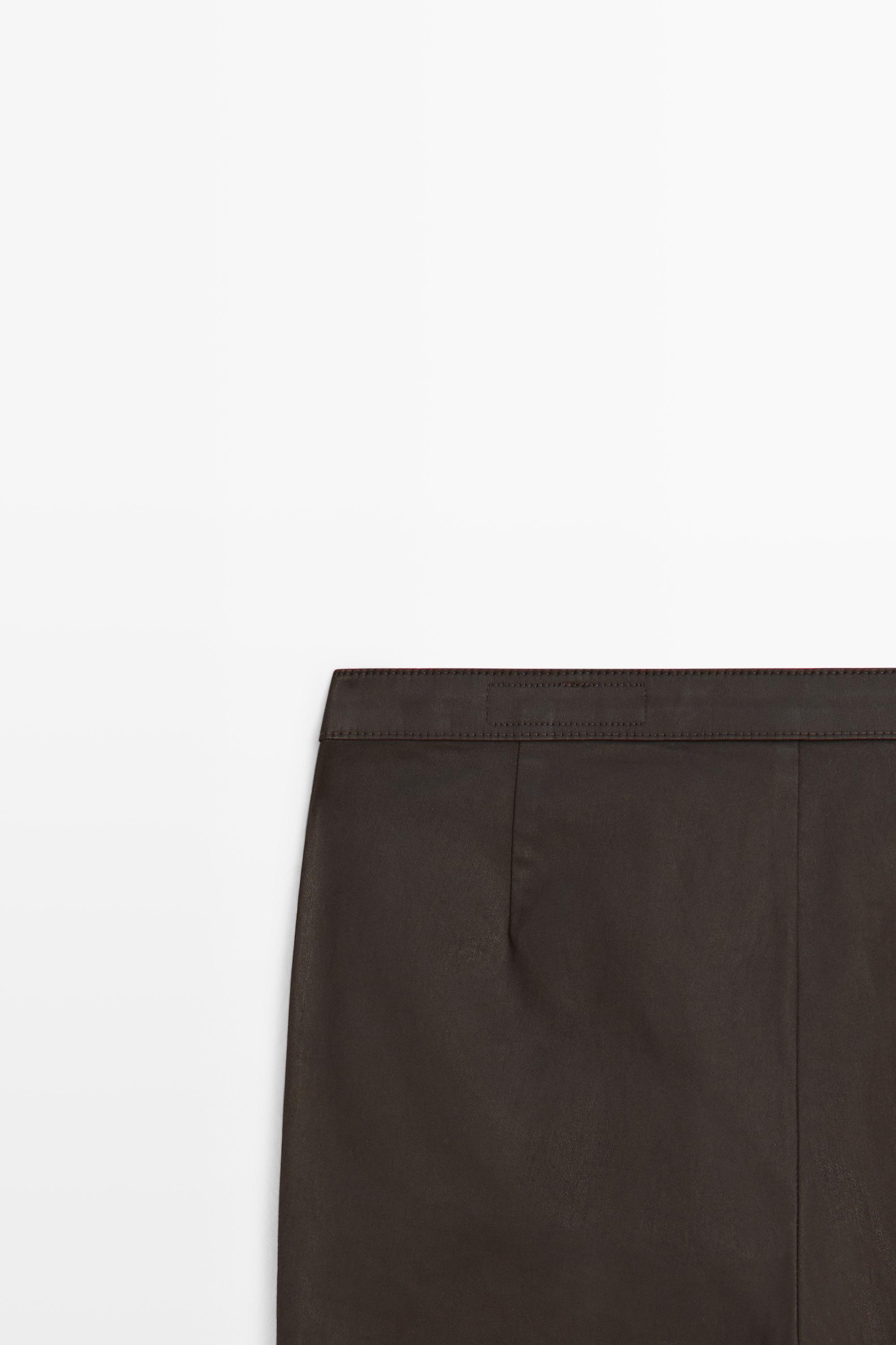Rubberised cropped flare pants — BROWN