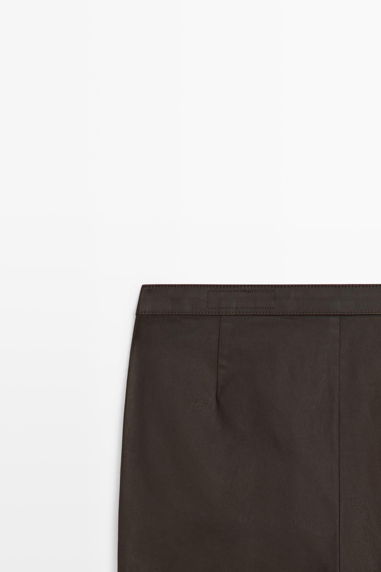 Rubberised cropped flare pants — BROWN