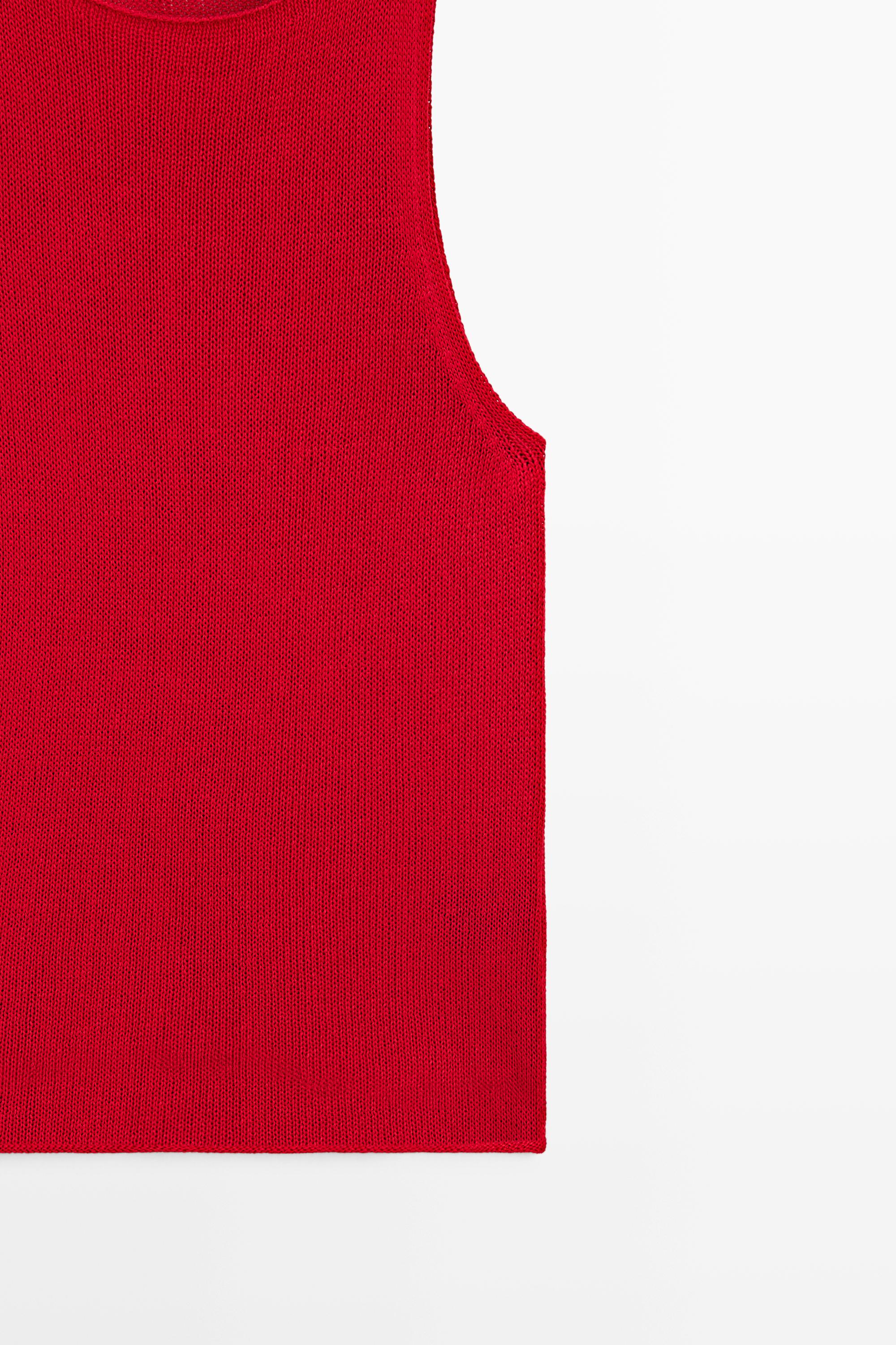 Fine-knit halter top — RED