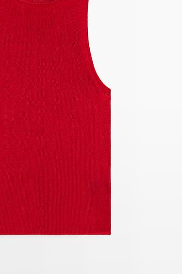 Fine-knit halter top — RED 7