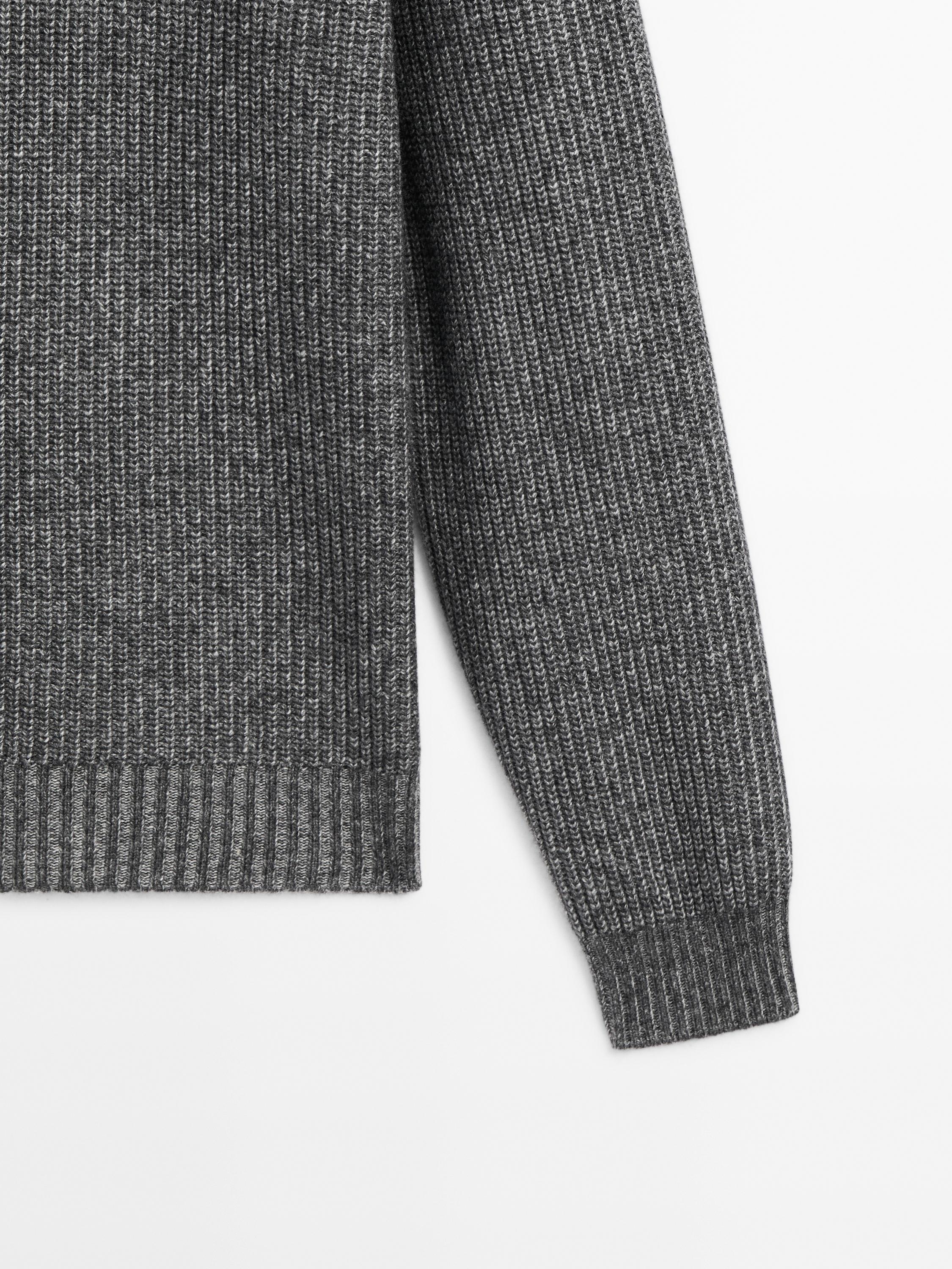 Ribbed knit wool blend sweater