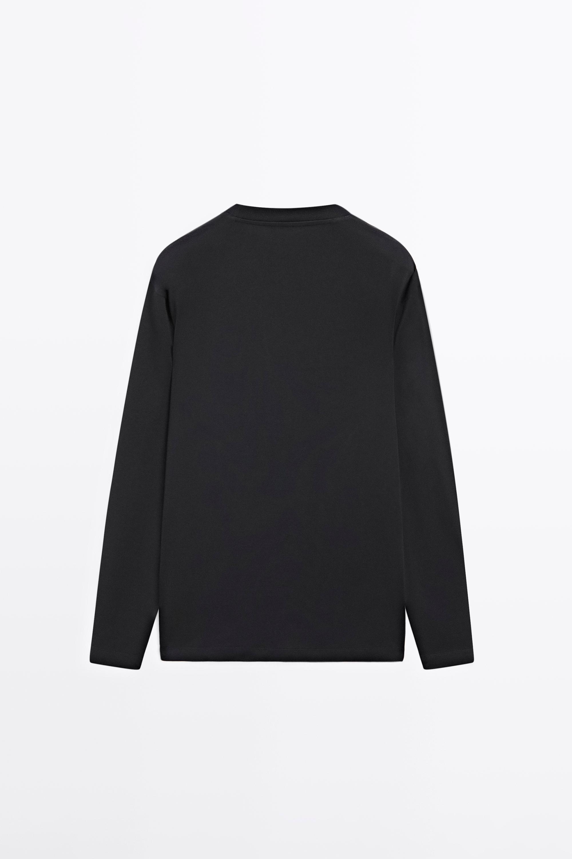 Long sleeve medium weight cotton T-shirt — NAVY BLUE