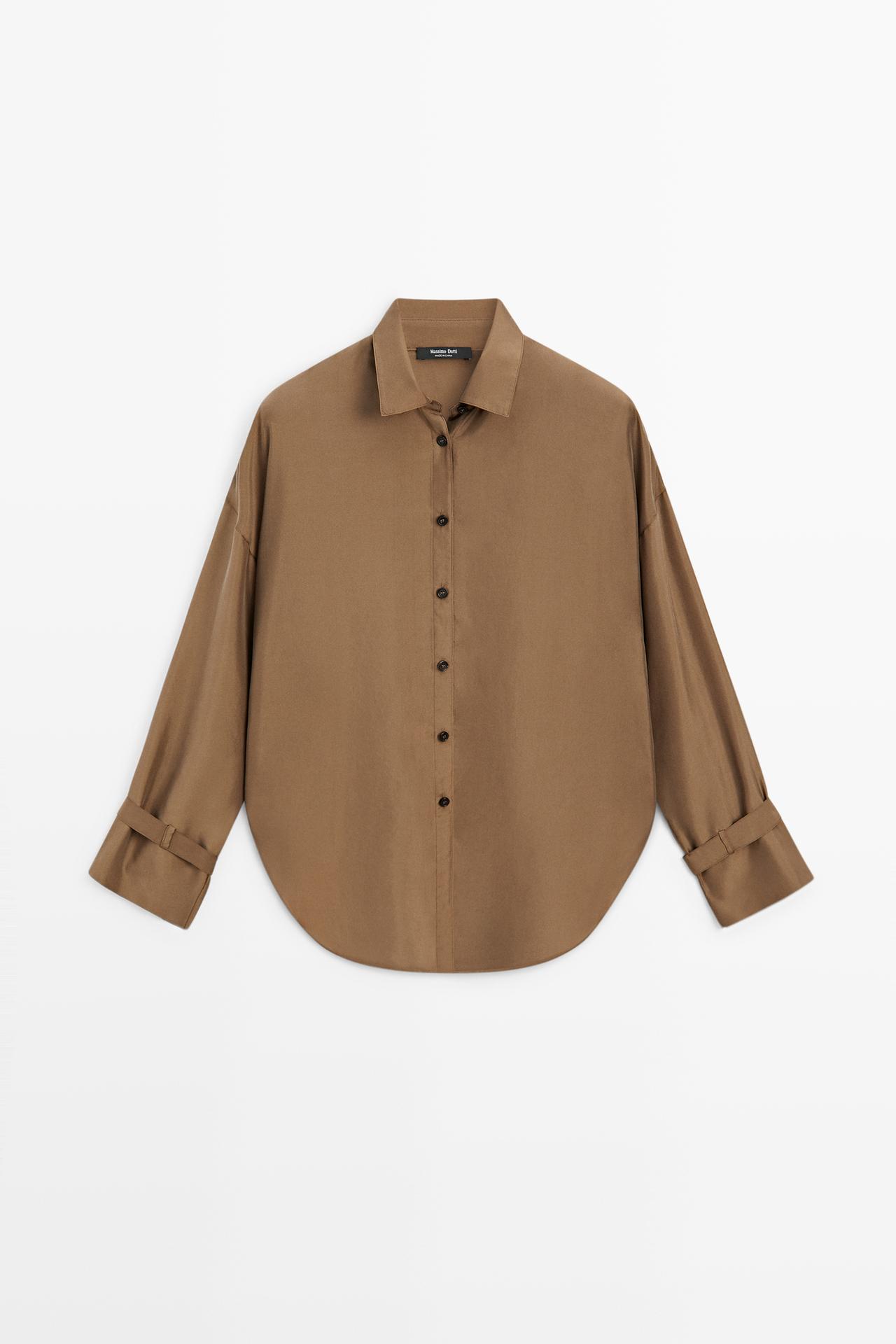 Flowing 100% silk shirt — TOFFEE