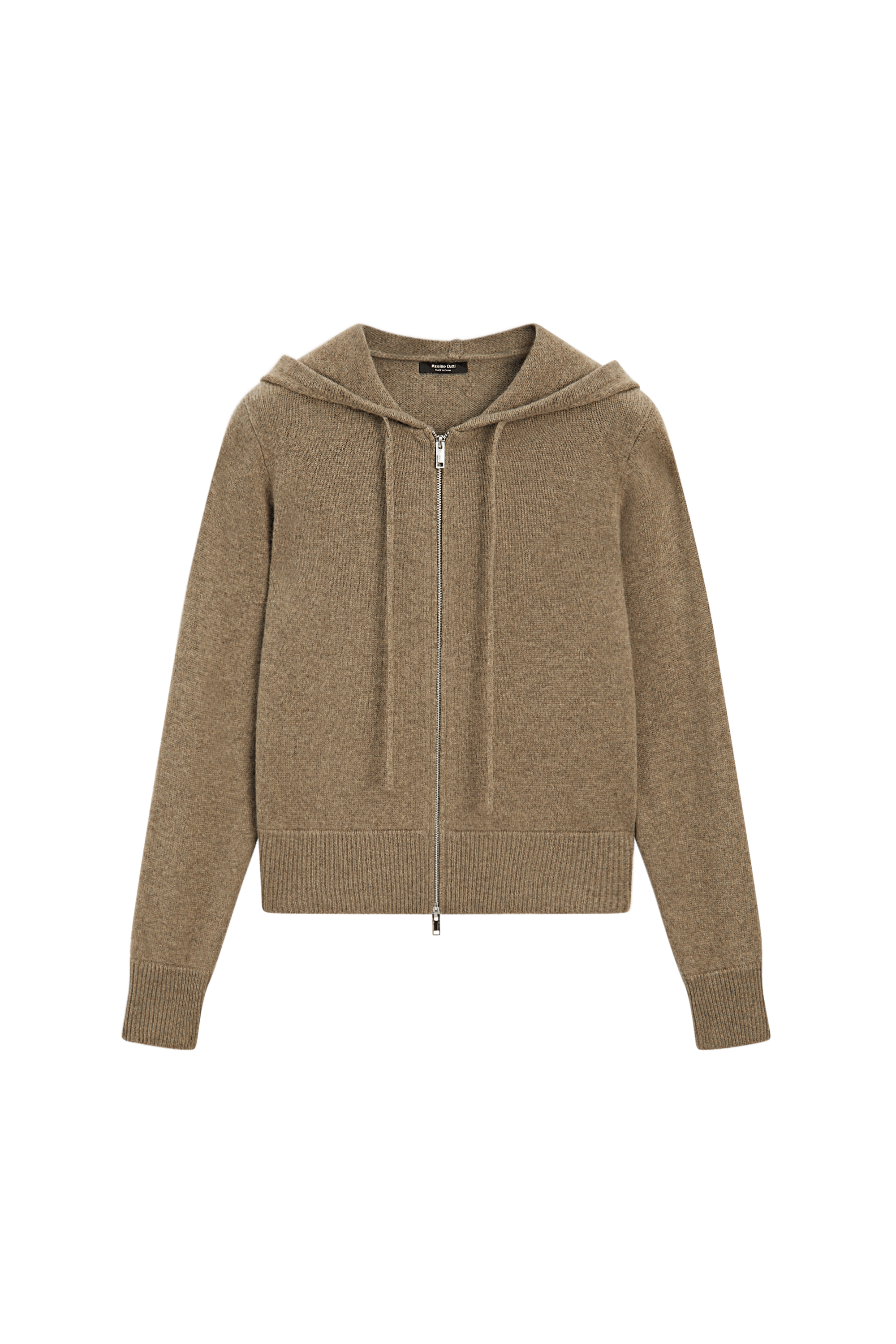 Wool blend hooded knit cardigan - GREENISH