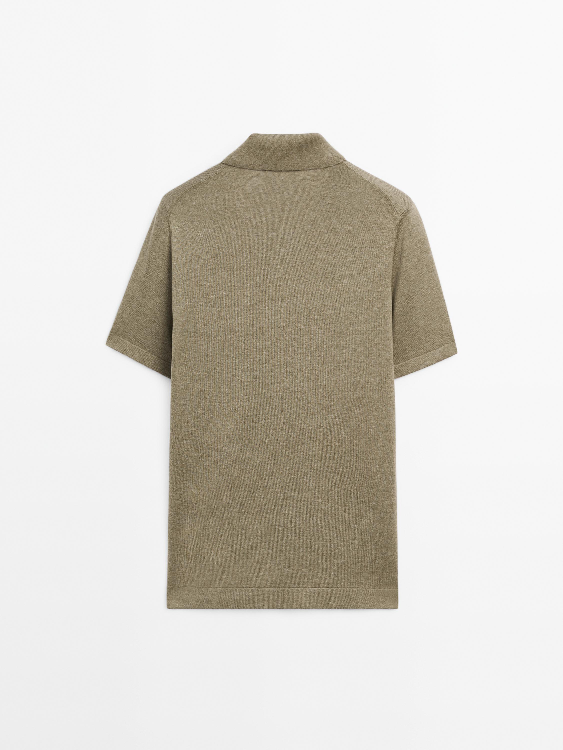 Cotton blend knit polo shirt