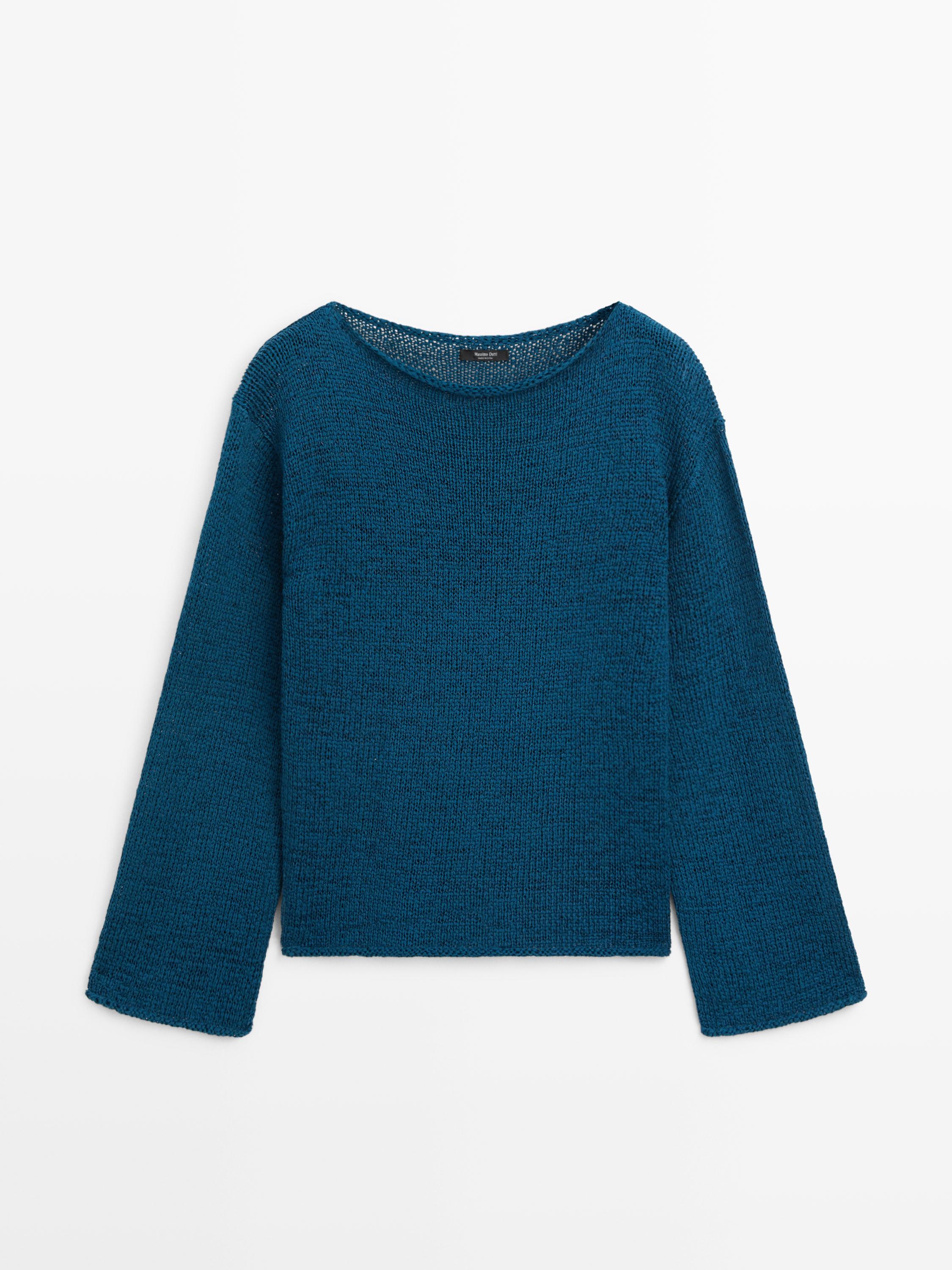 Ажурный свитер из смесового хлопка