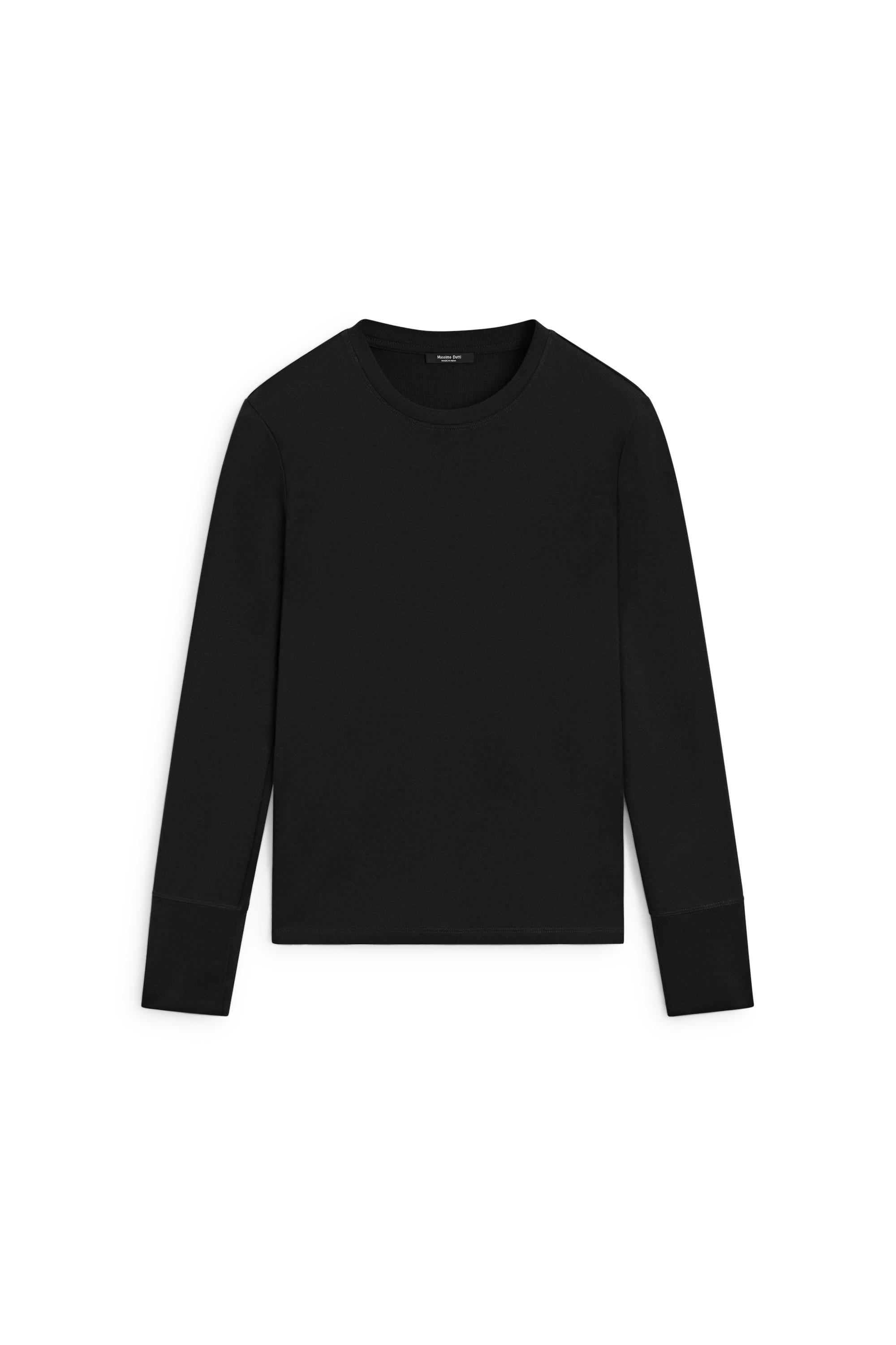100% cotton long sleeve T-shirt — BLACK