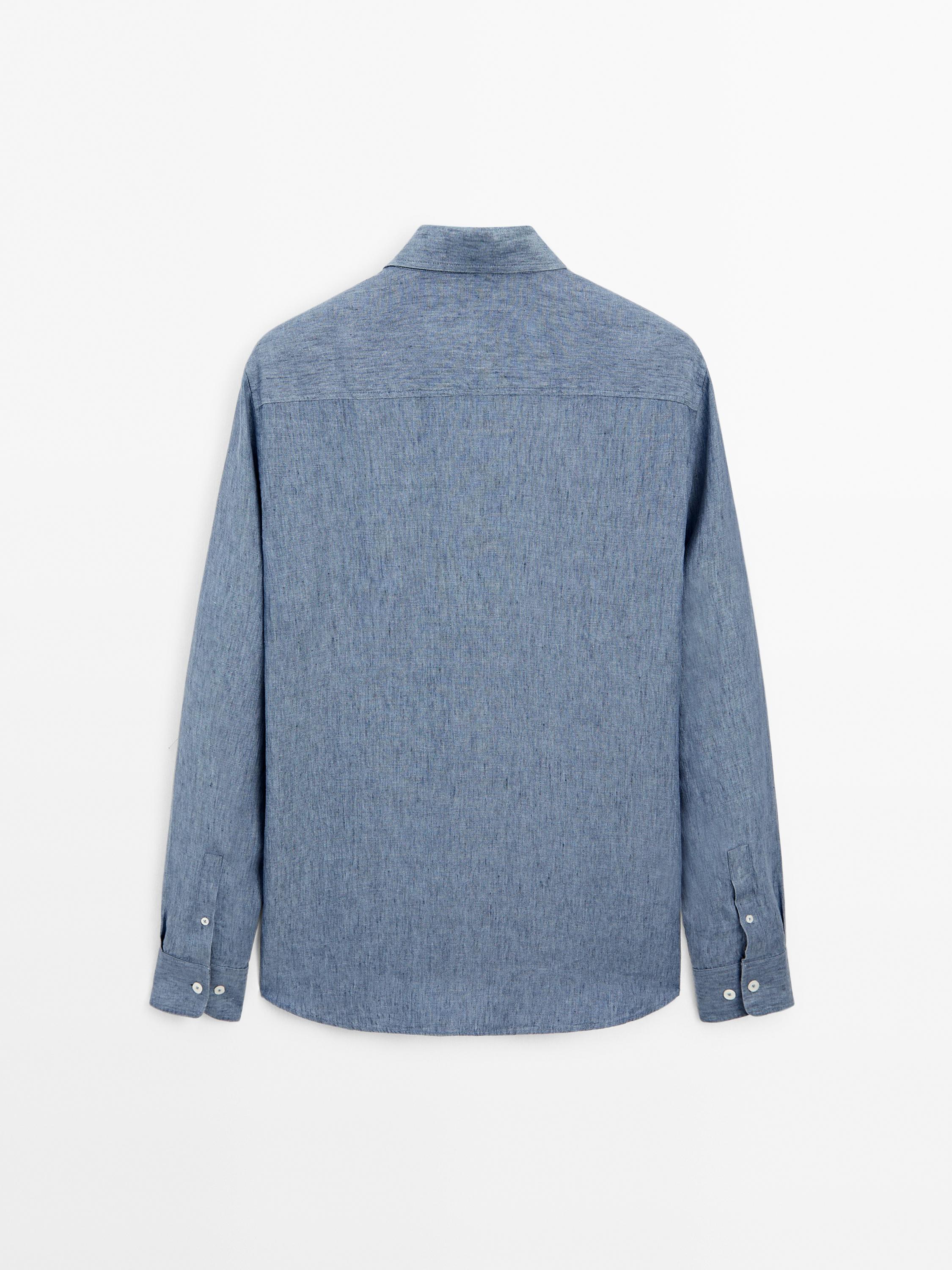 Regular fit faded linen shirt