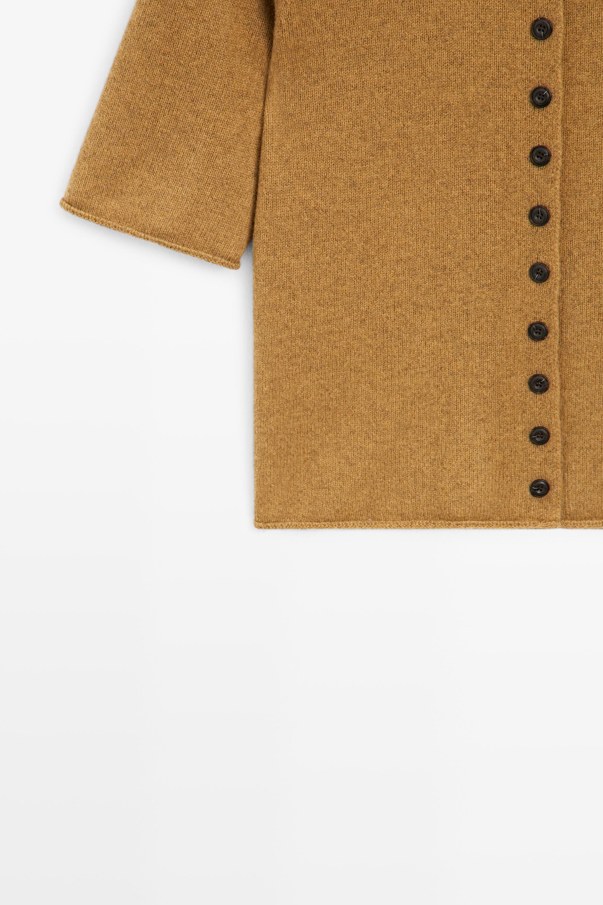 100% wool funnel neck knit cardigan — OIL