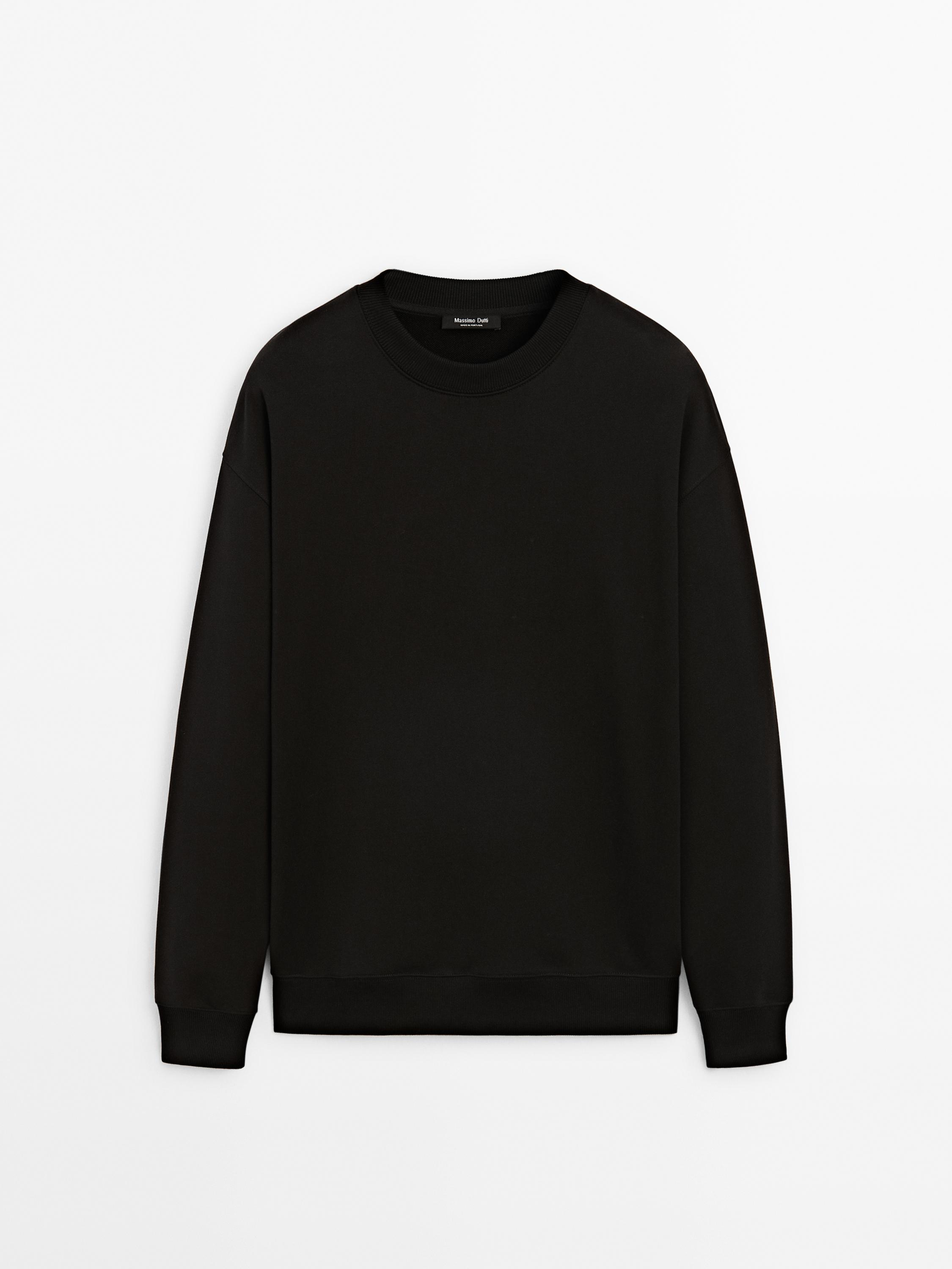 Crew neck cotton blend sweatshirt