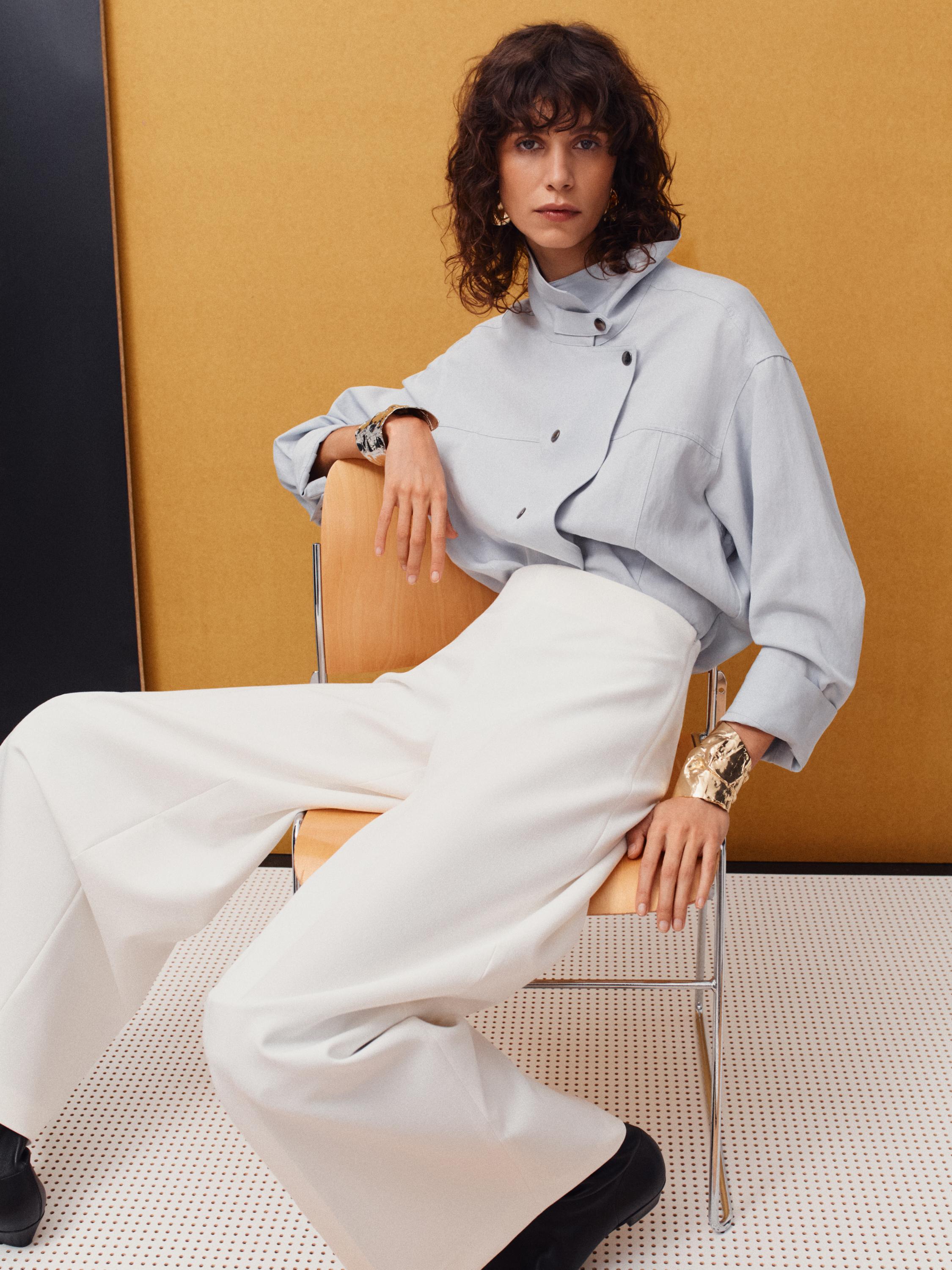 Wide-leg voluminous trousers — CREAM
