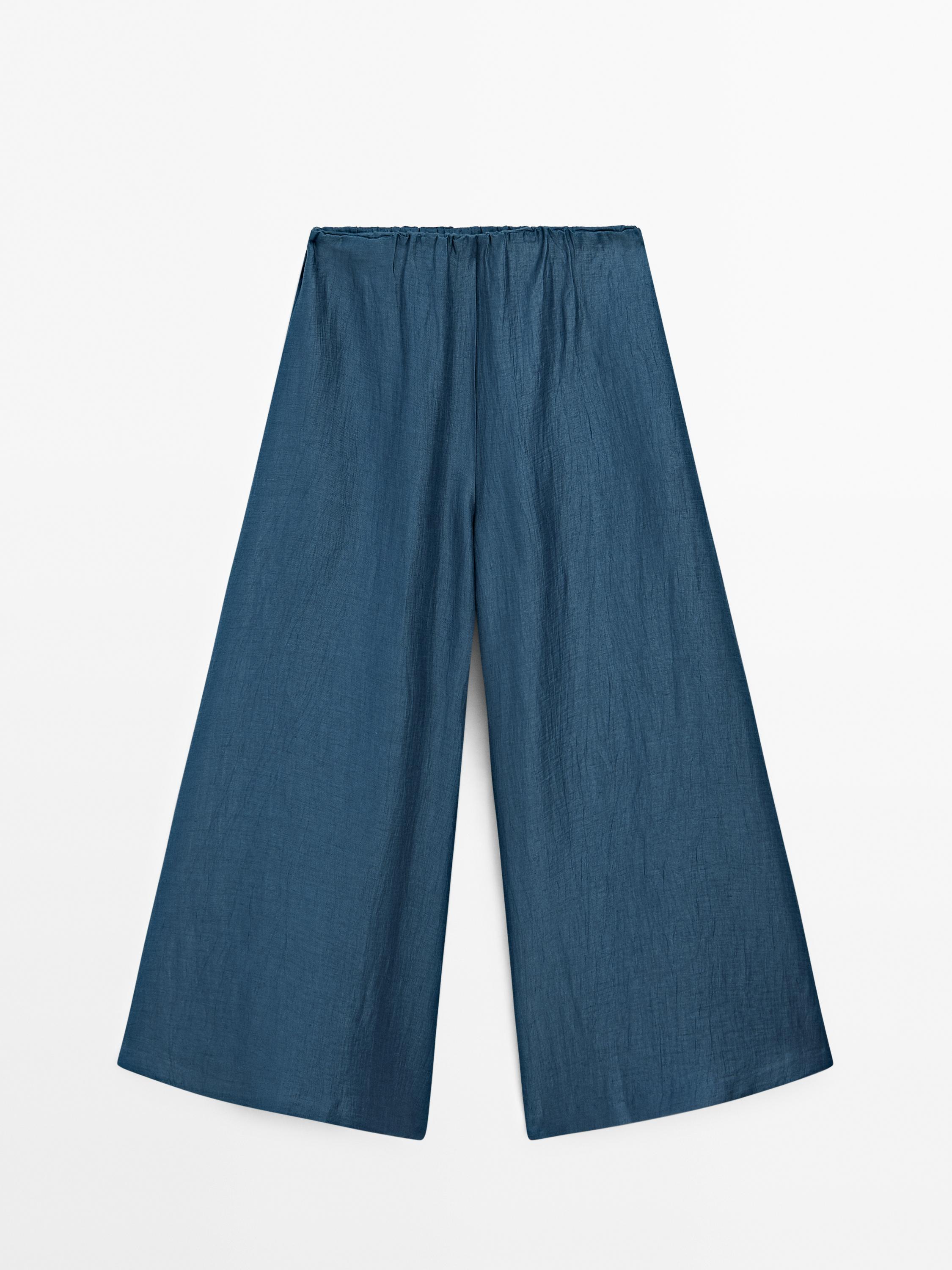 Linen blend cropped trousers