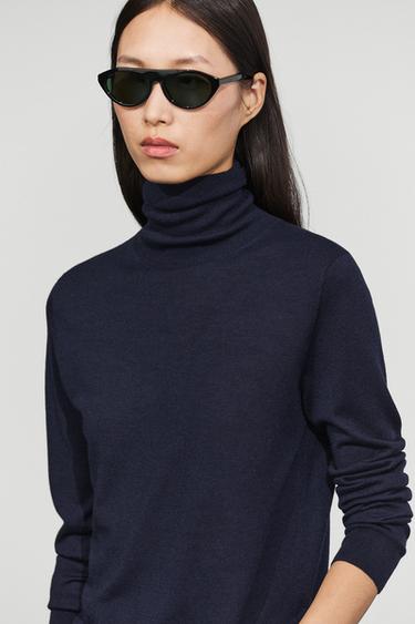 Wool-blend turtleneck knit sweater — NAVY BLUE 5