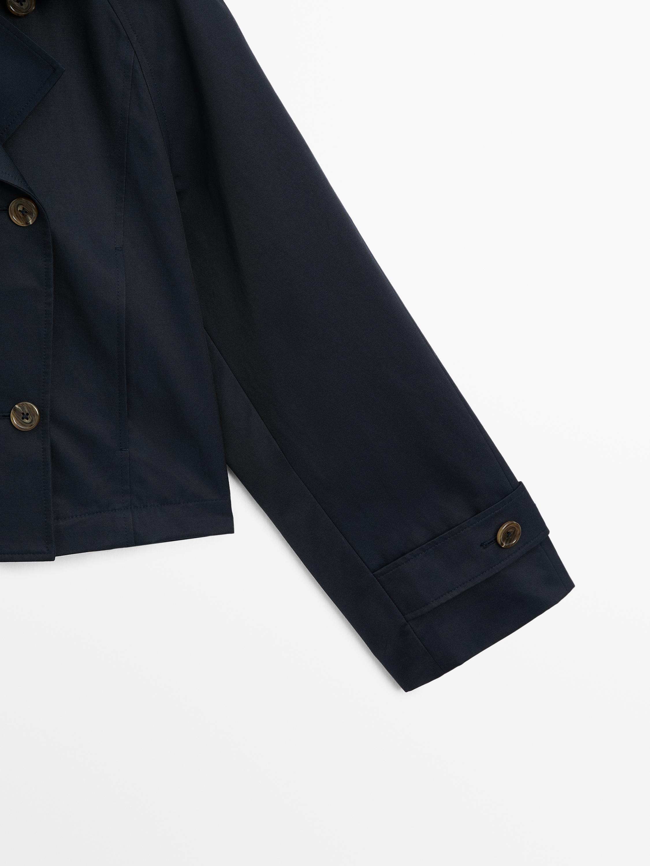 Short cotton blend trench coat