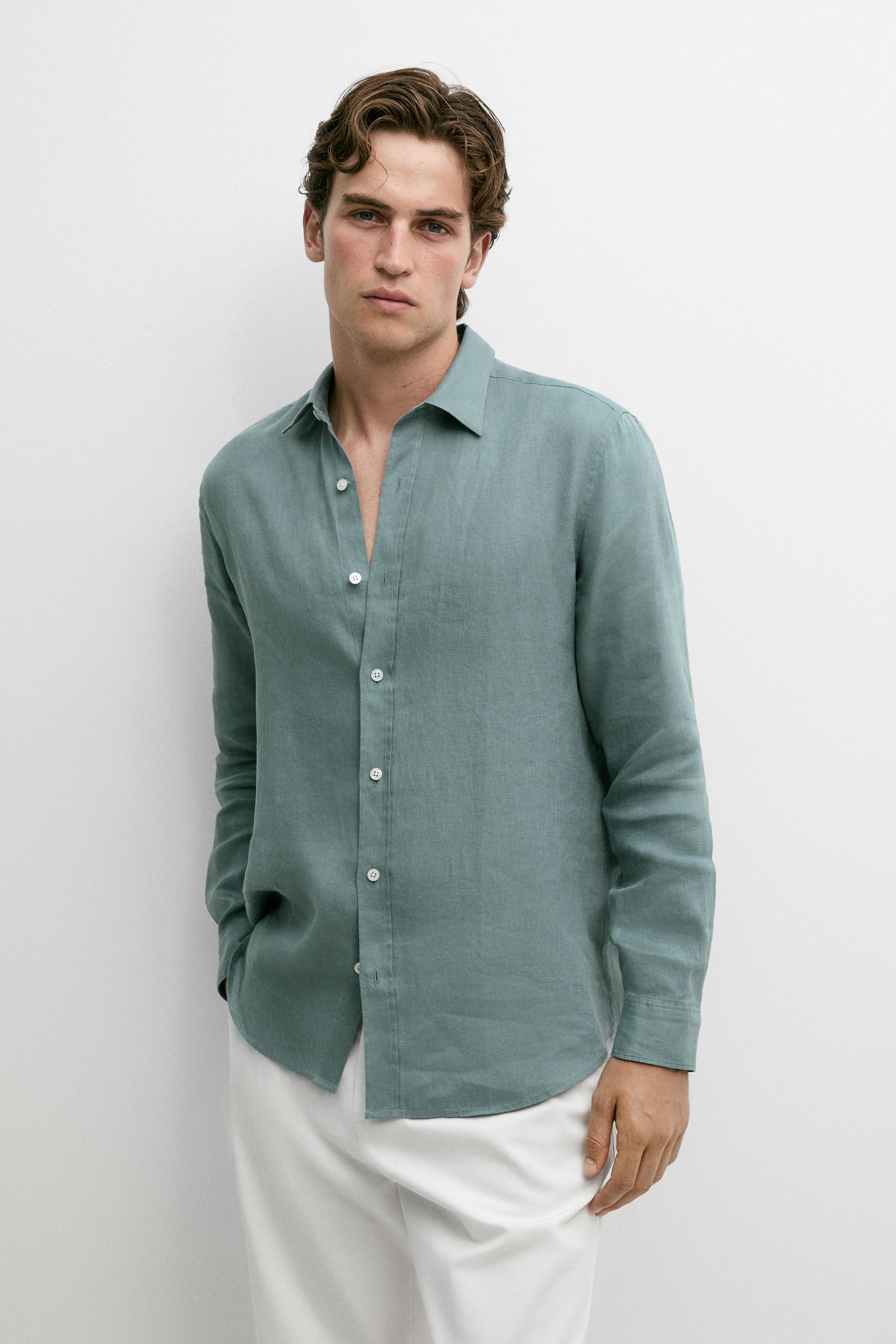 Camisa slim fit 100% lino