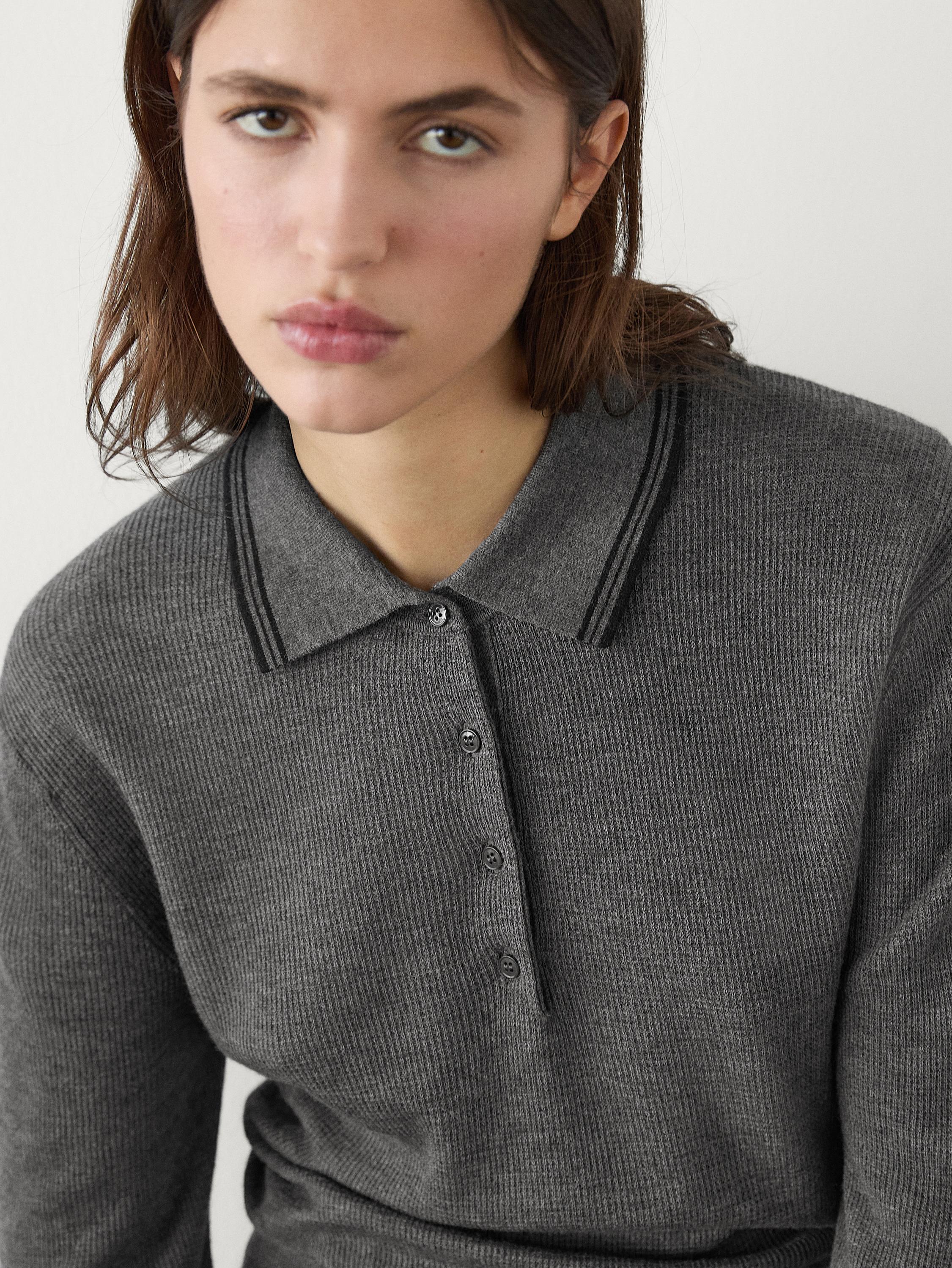 Pull en maille à col polo avec contrastes