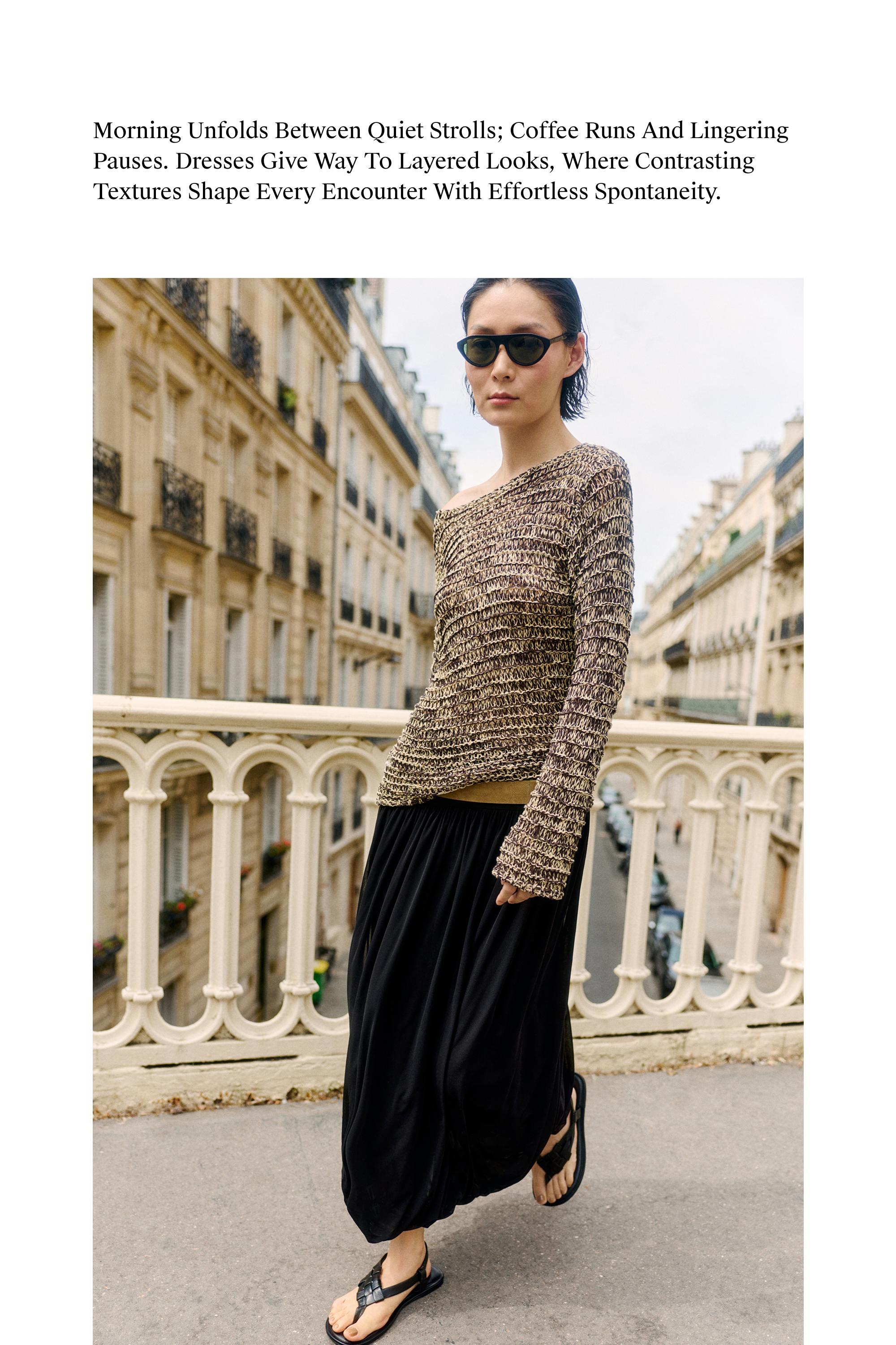 Balloon-effect flowing skirt — BLACK