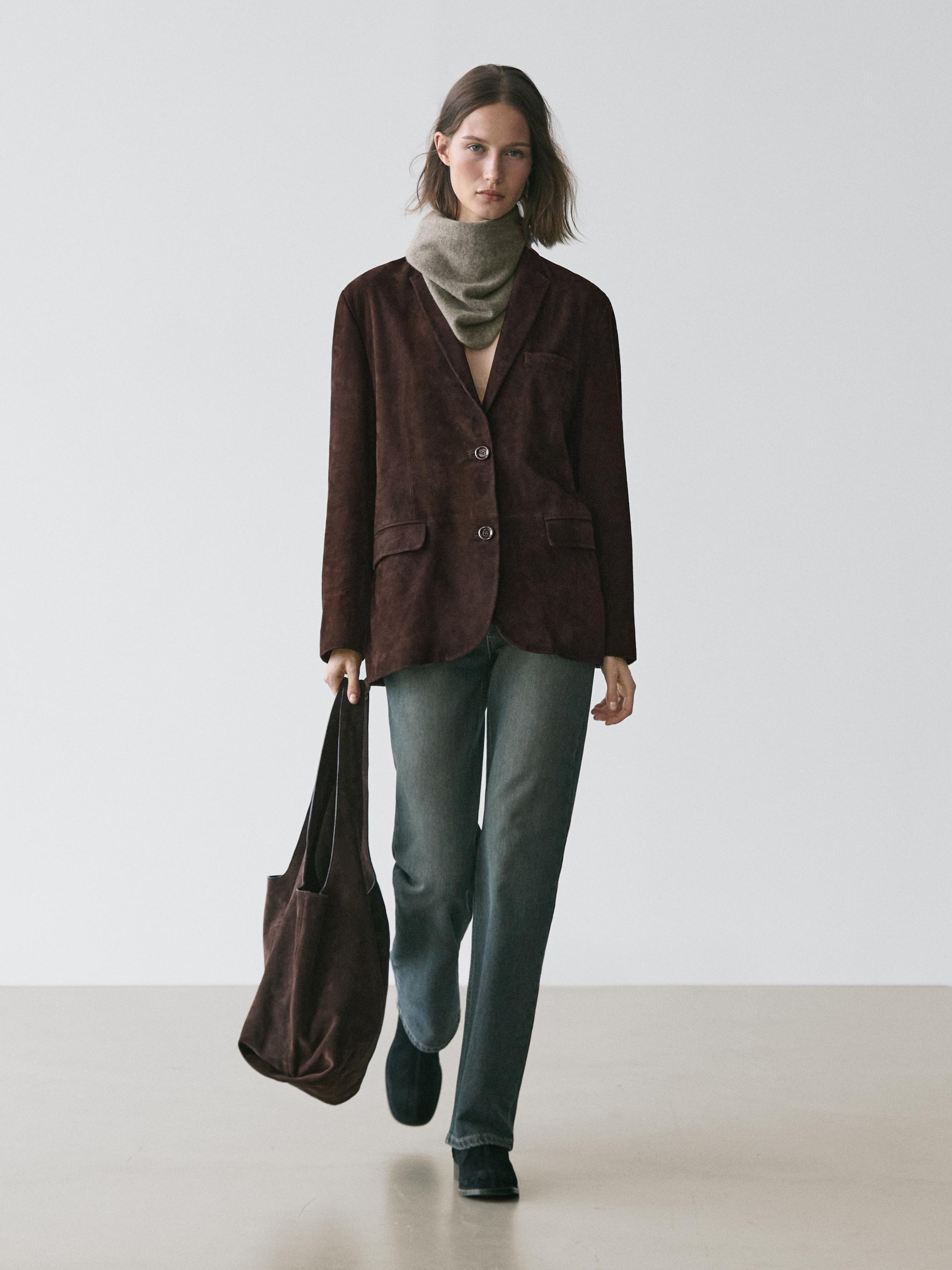 100% suede leather blazer