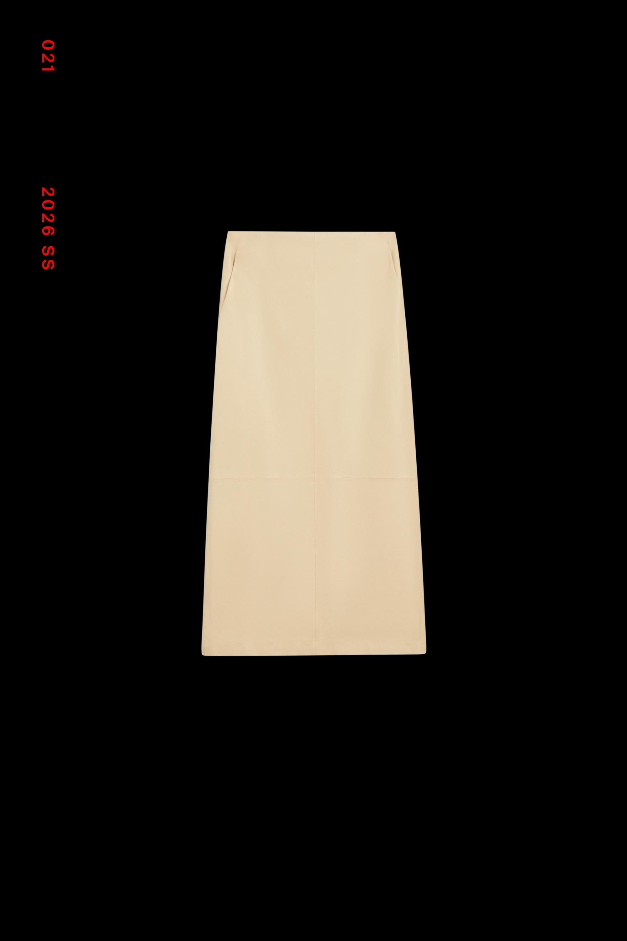 Nappa leather midi skirt — Vanilla