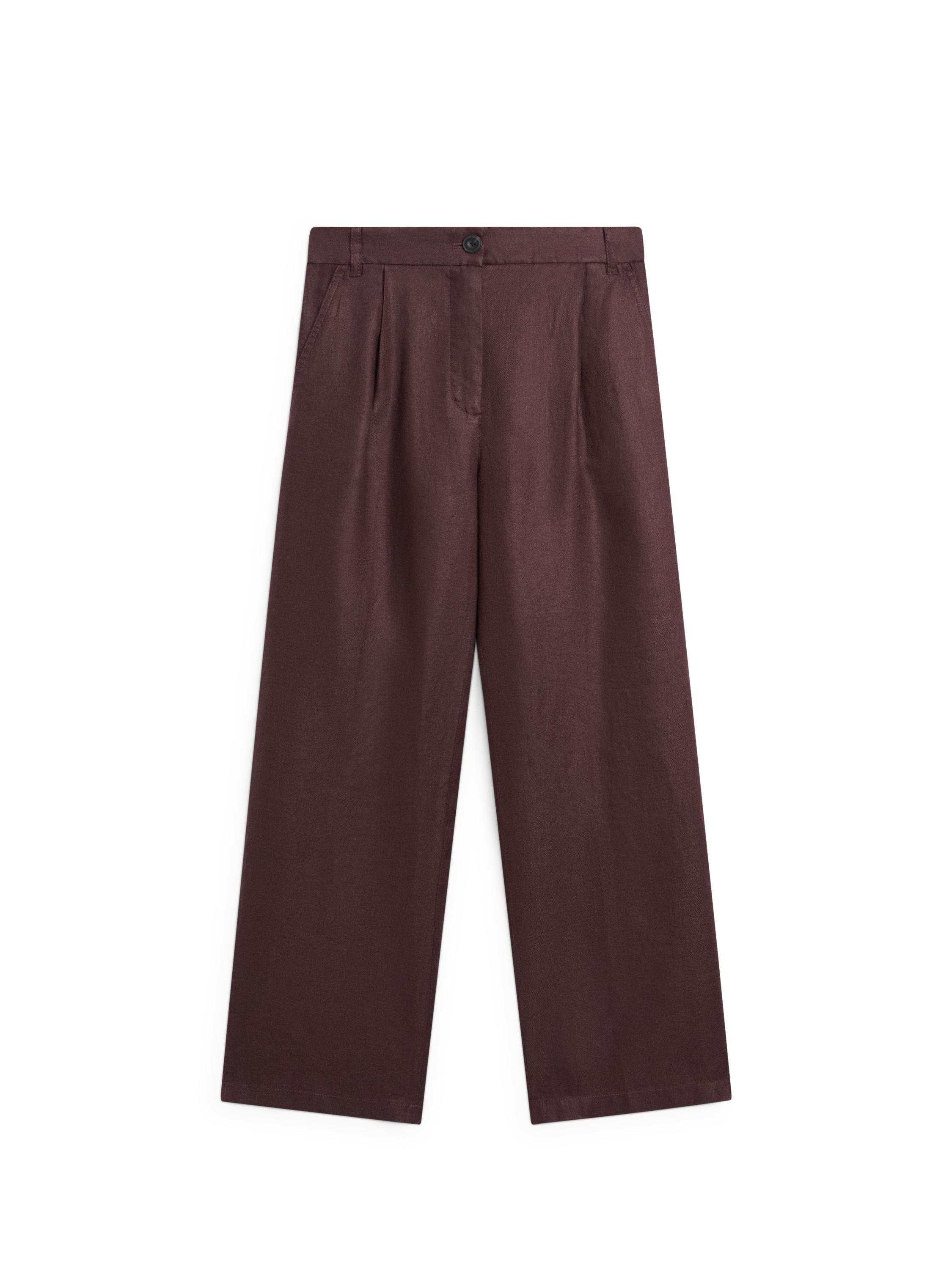 %100 keten geniş paça streç pantolon