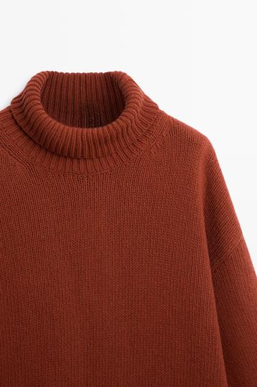 100% wool oversize knit sweater — BURNT ORANGE 4