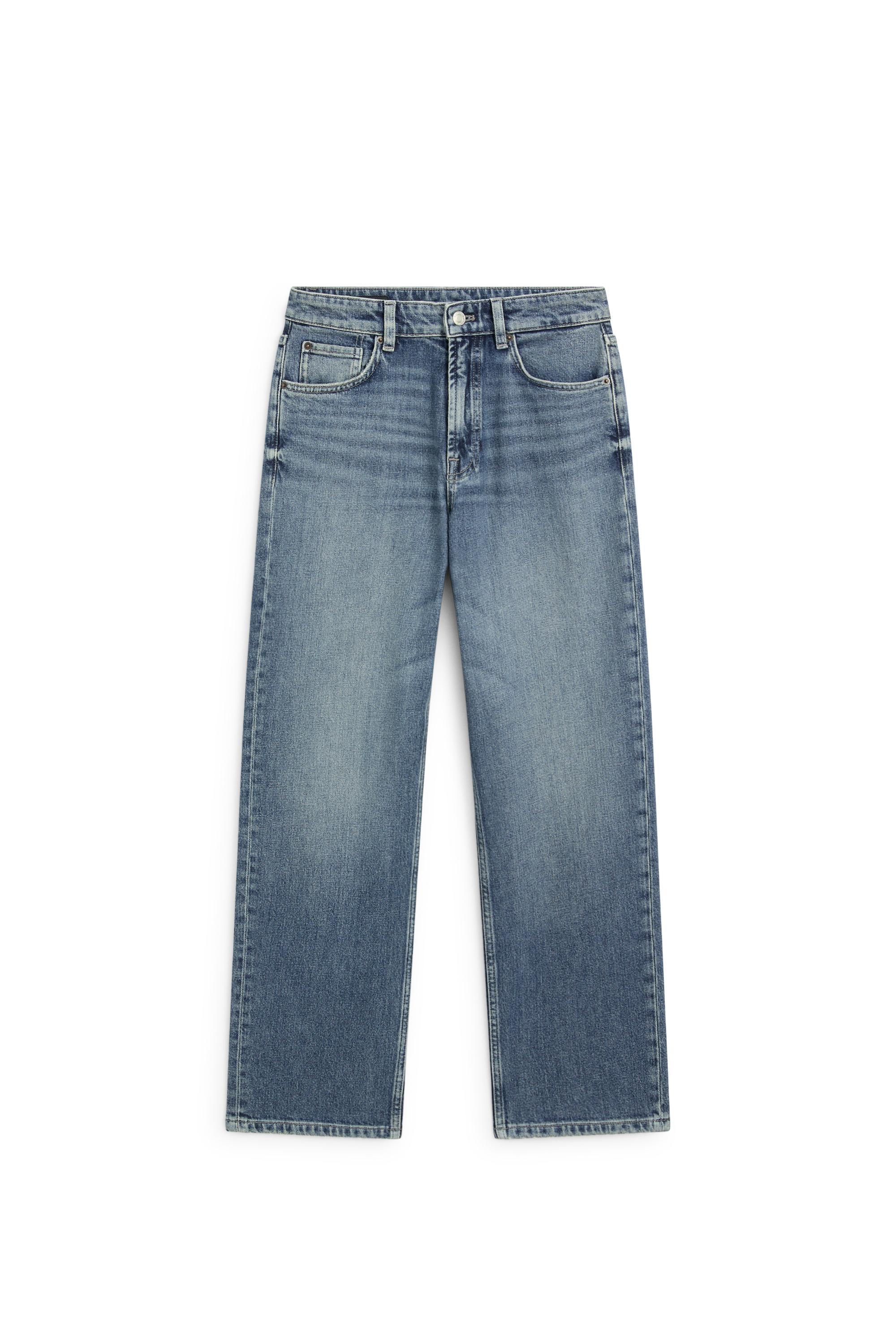 High-waist cropped straight-leg jeans — Light Blue