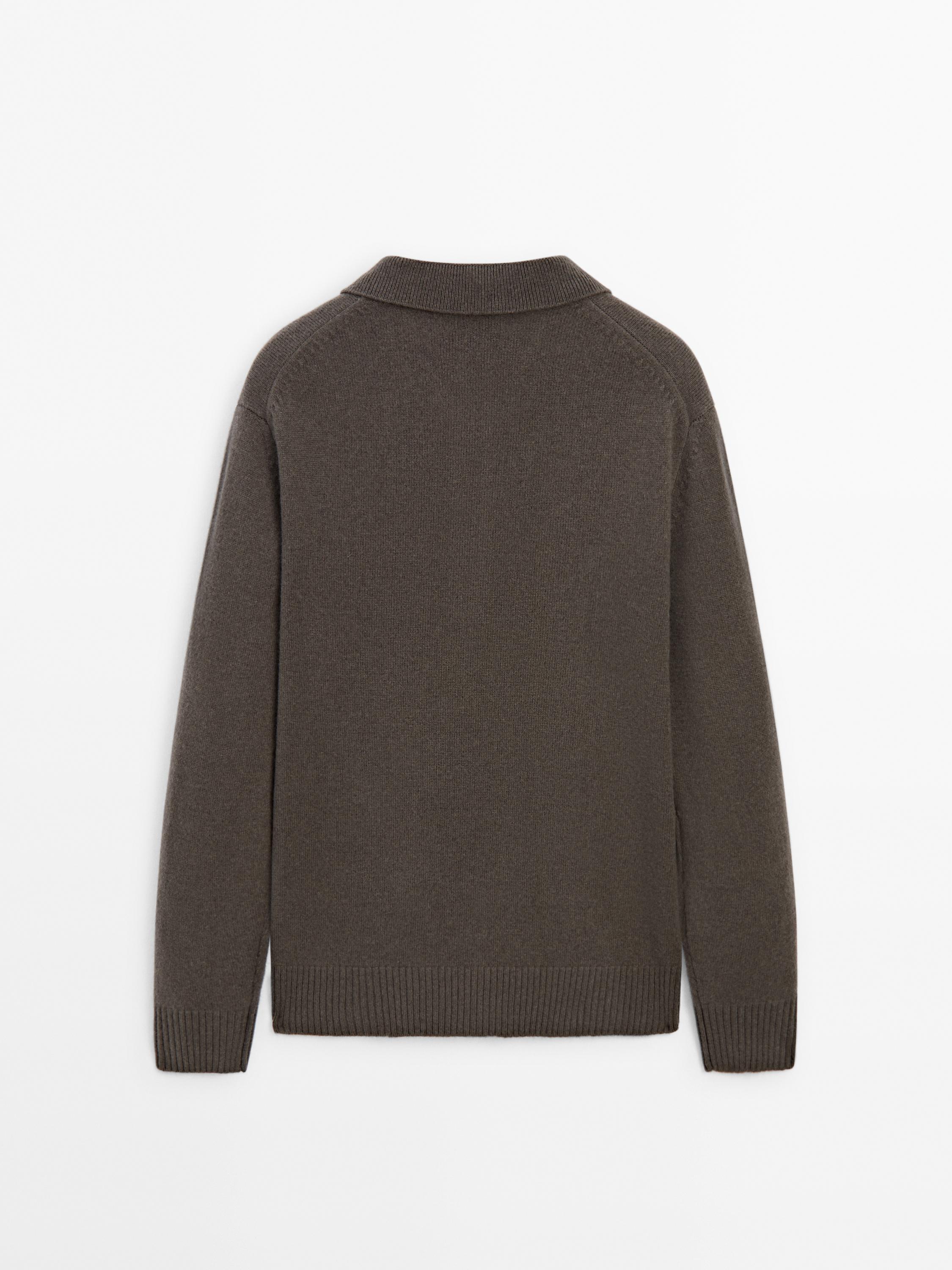 100% wool knit polo sweater