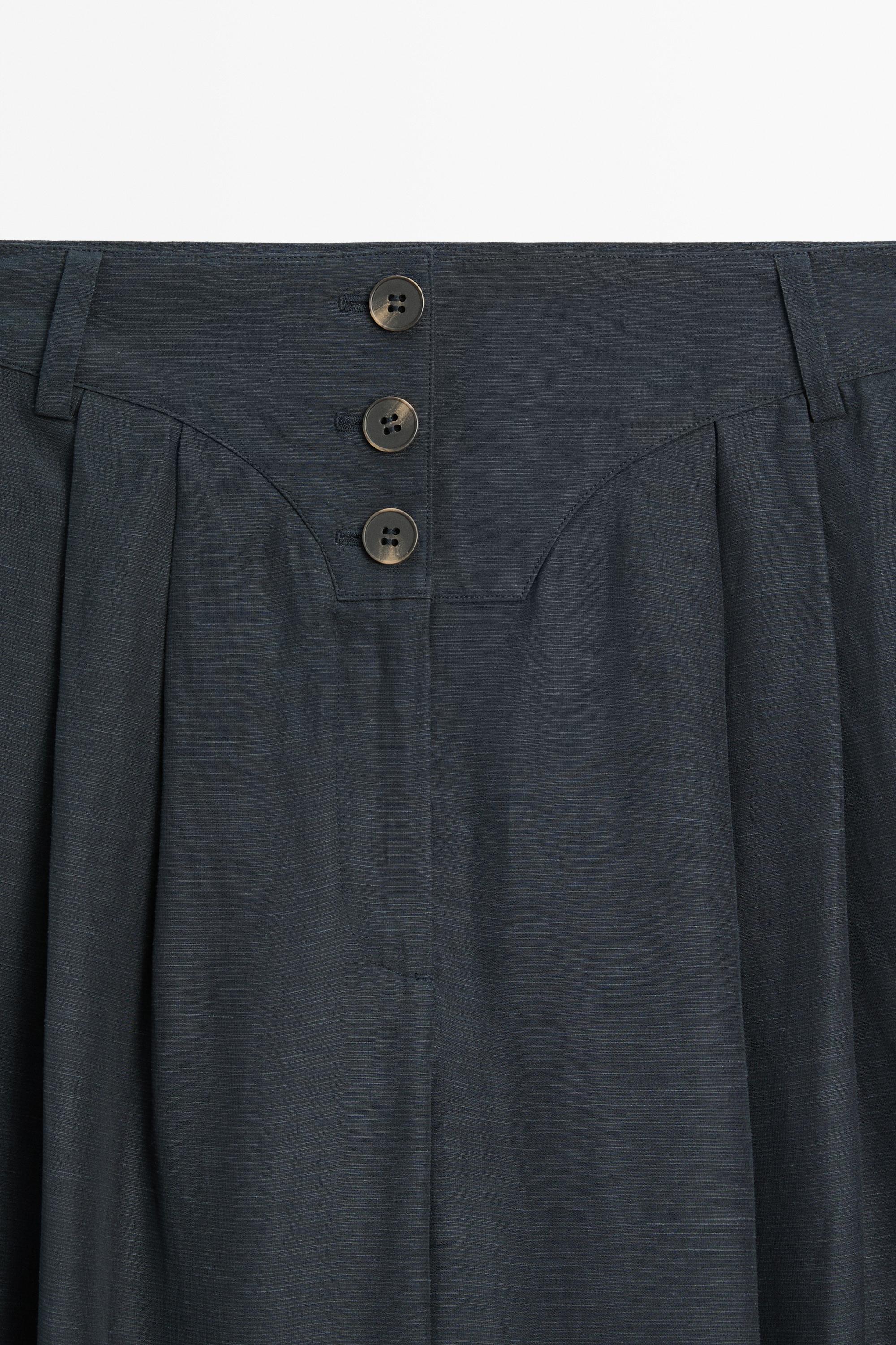 Linen-blend button-detail pants — NAVY BLUE