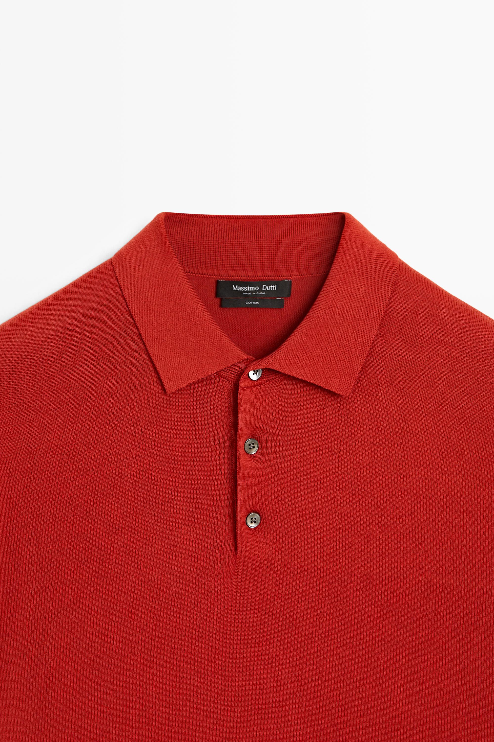 100% Cotton Knit Polo Shirt — RED