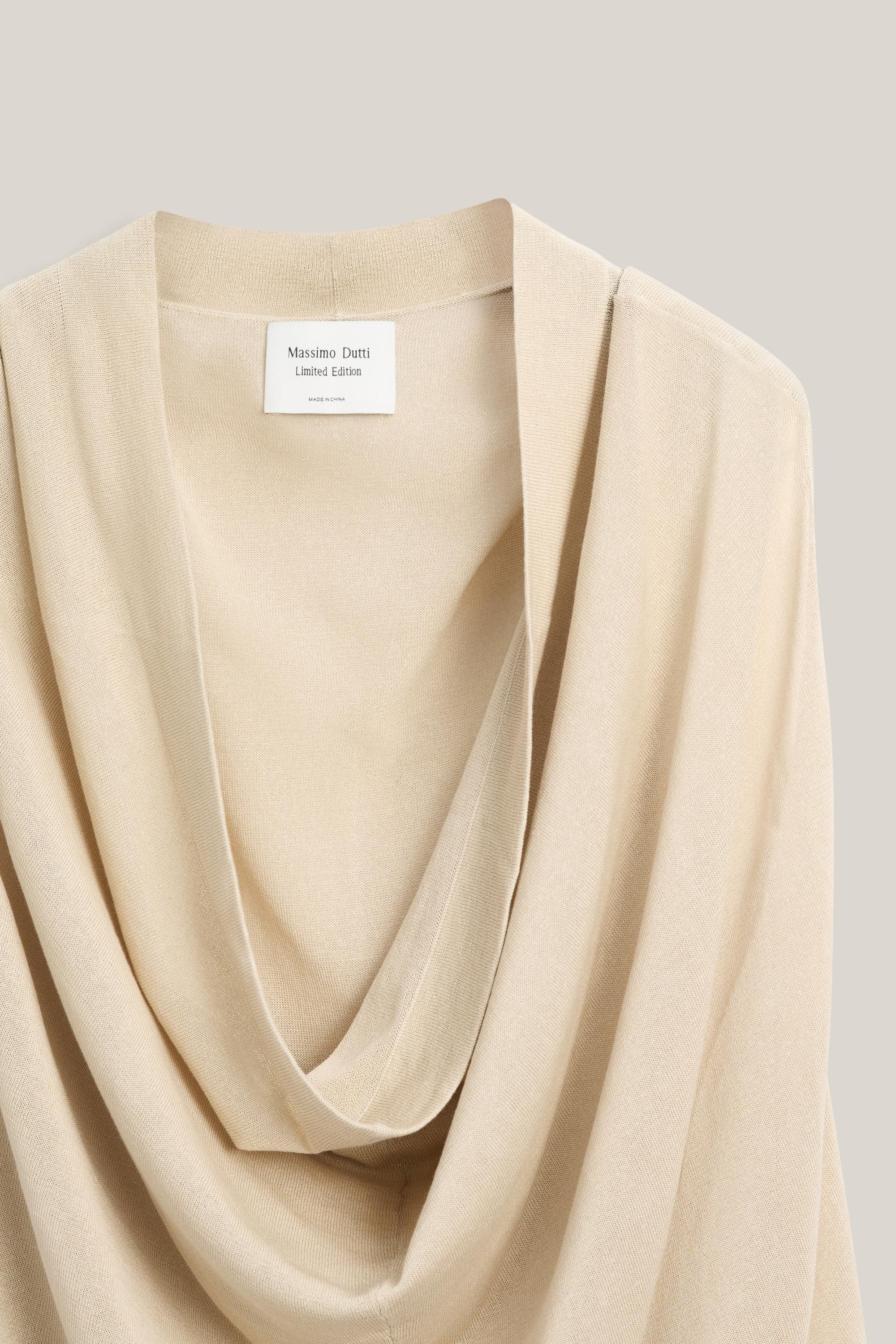 Silk blend top with cowl neckline - LIMITED EDITION — SAND