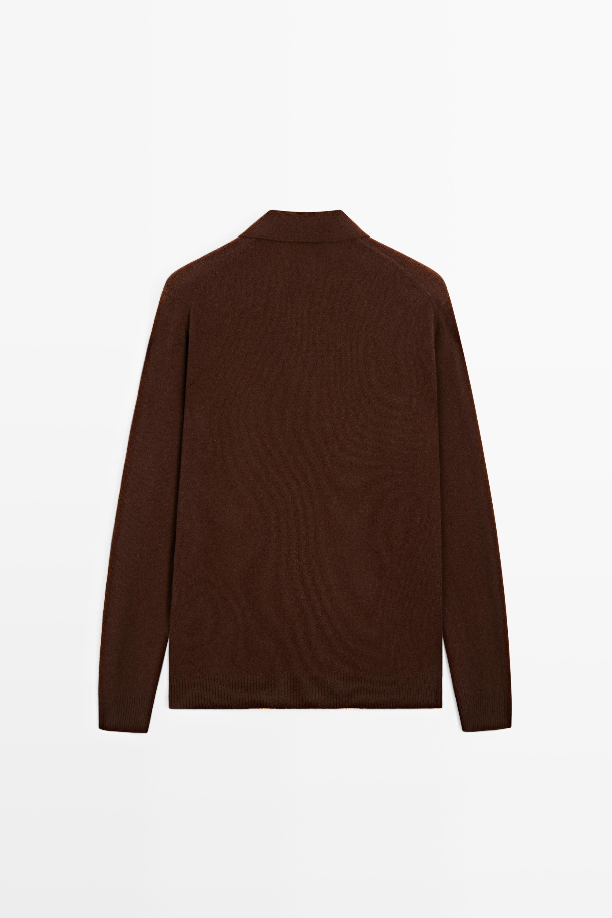 Wool cashmere blend polo sweater — BRANDY