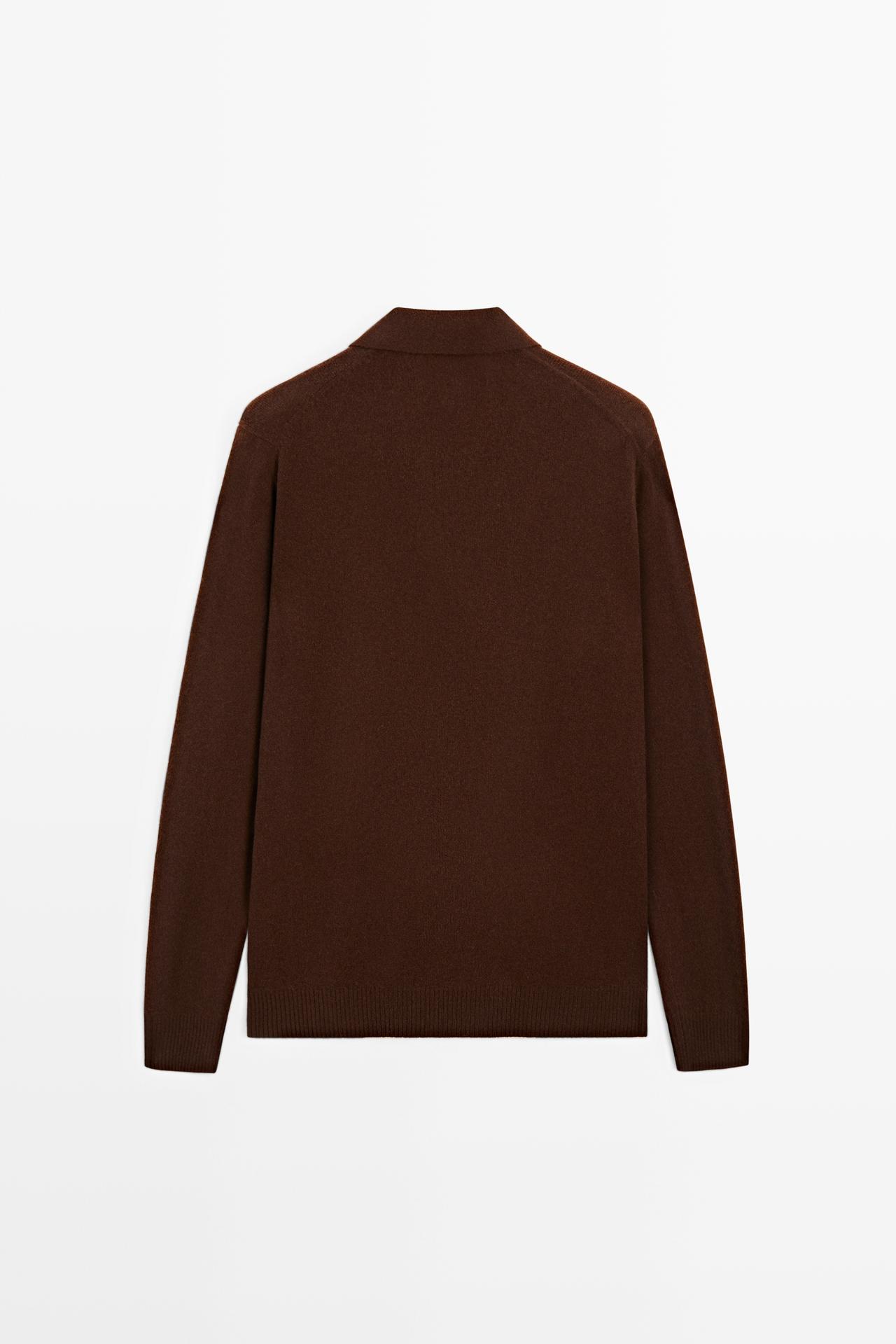 Wool blend polo sweater — BRANDY