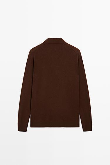 Wool blend polo sweater — BRANDY 6