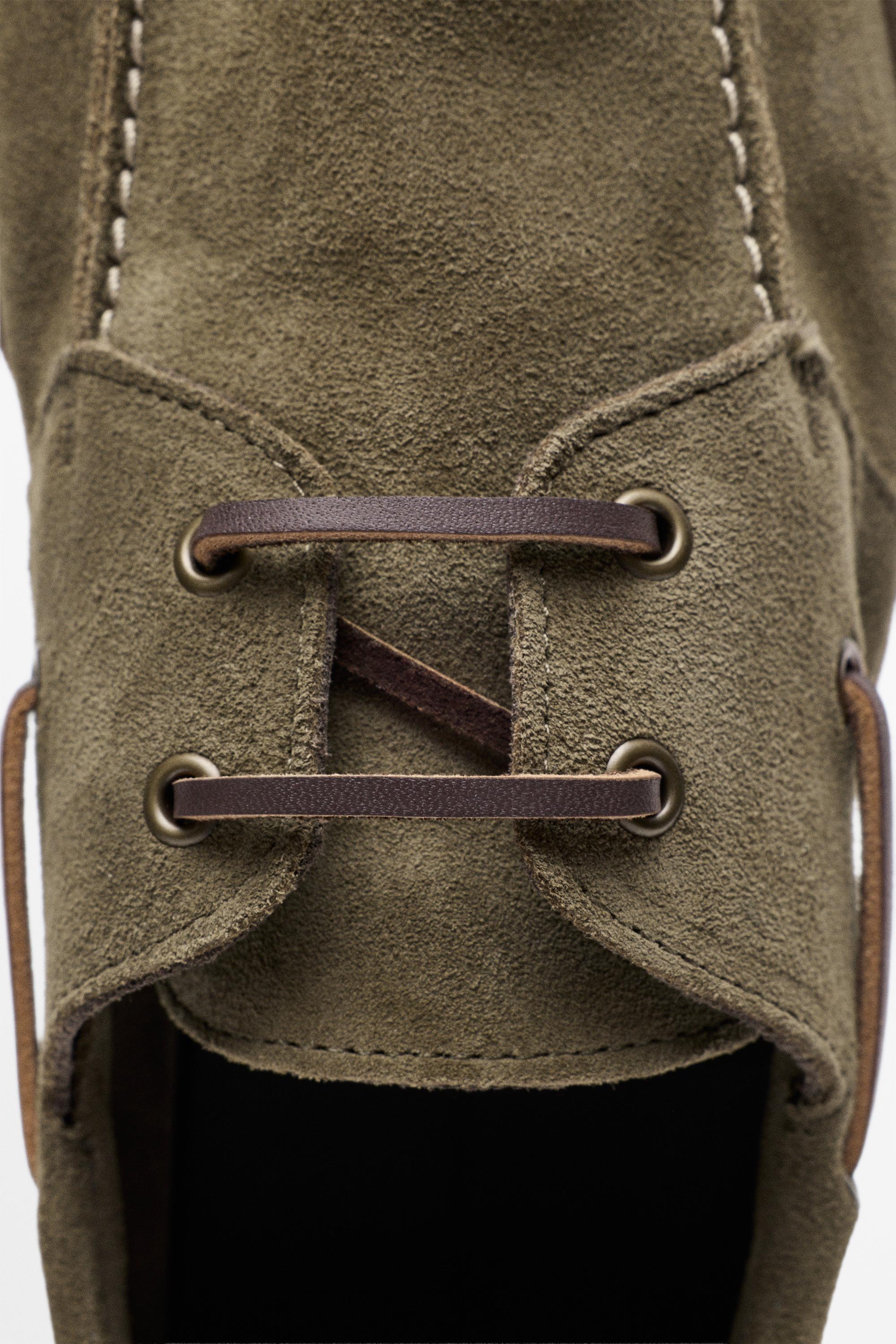 Soft leather boat shoe — KHAKI
