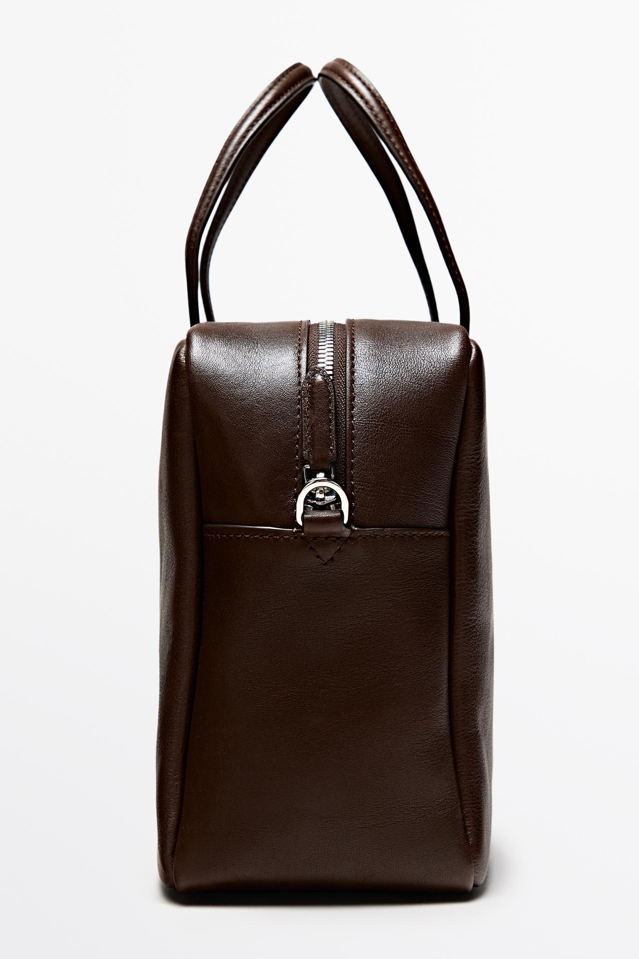 Medium duffle bag in nappa leather — BROWN