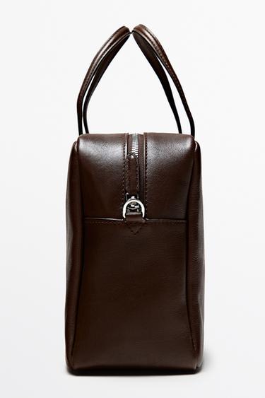 Medium duffle bag in nappa leather — BROWN 4