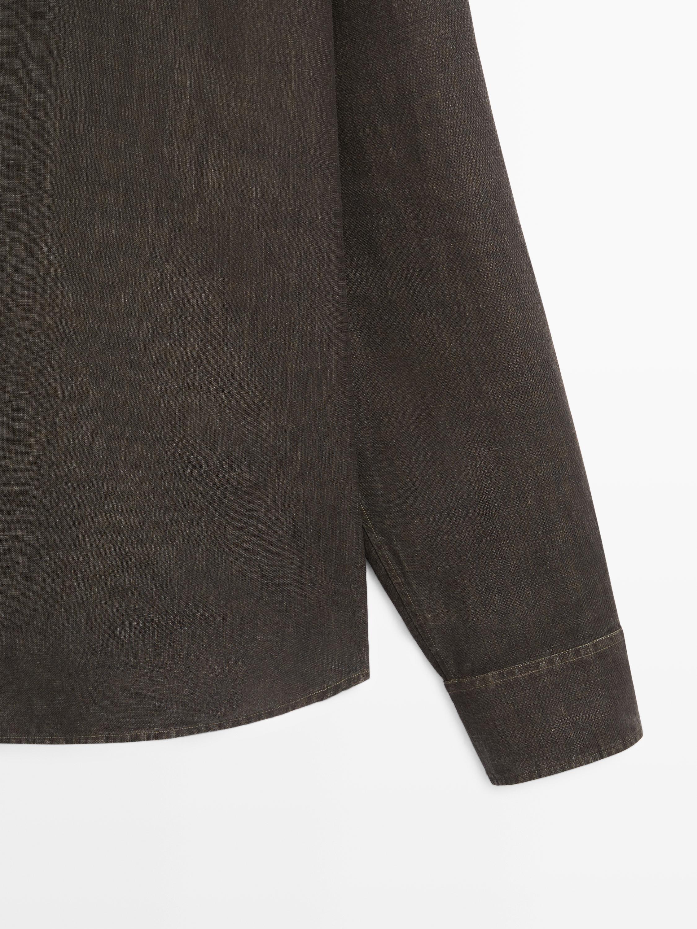 100% linen regular fit shirt — Khaki