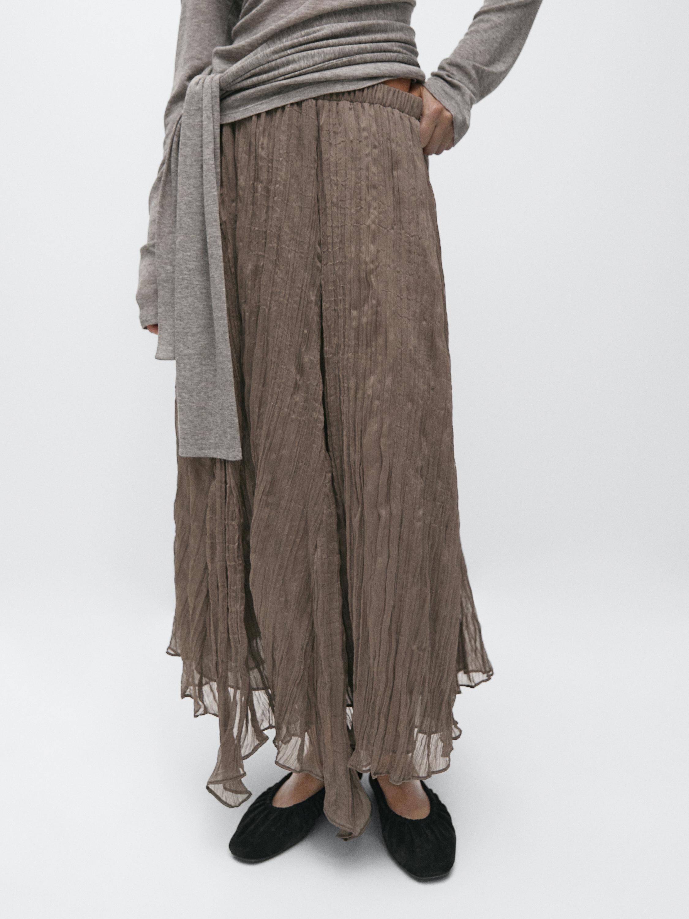 Flared pleated midi skirt — ANTHRACITE GREY