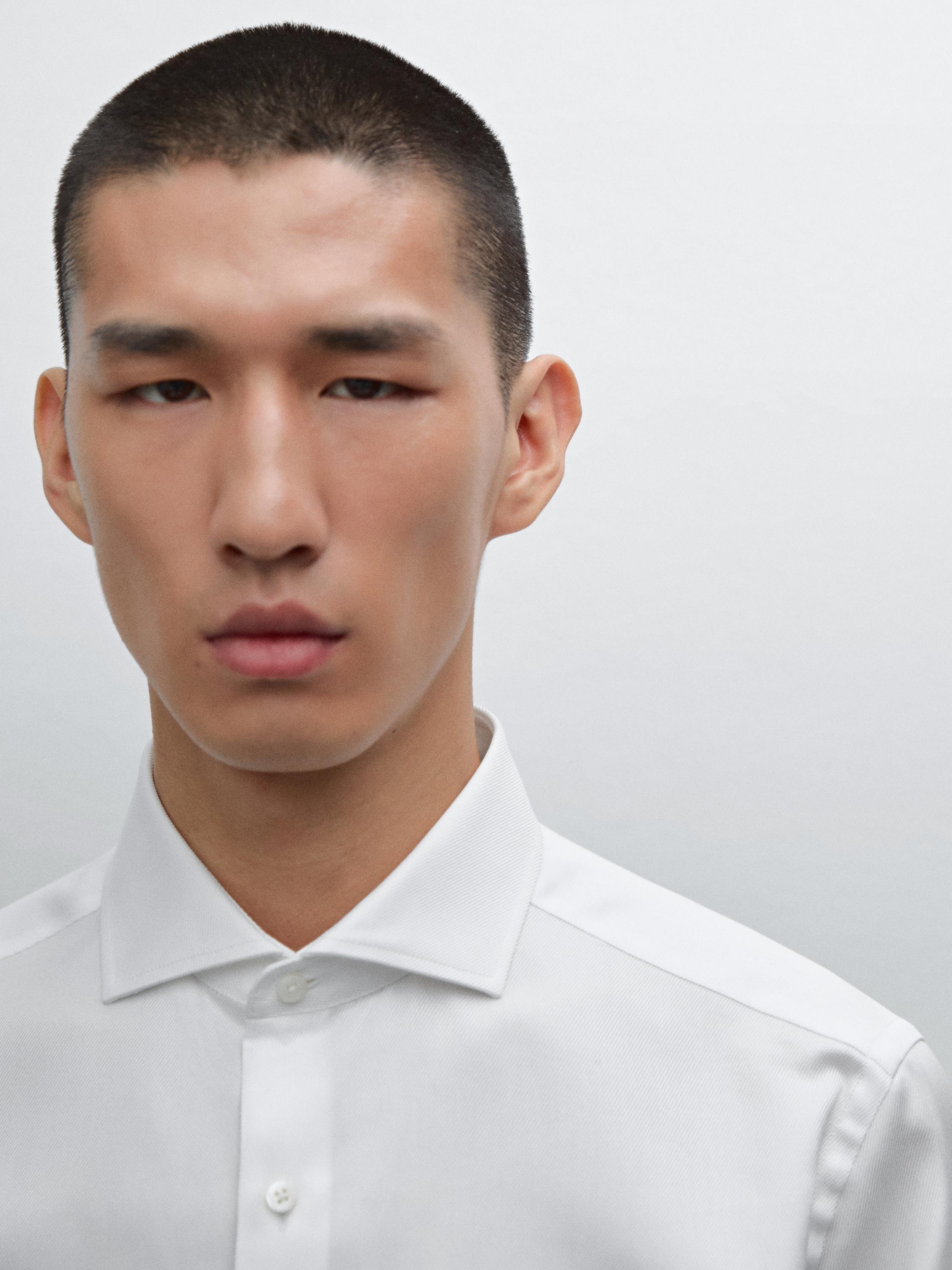 Slim fit 100% cotton twill shirt — WHITE