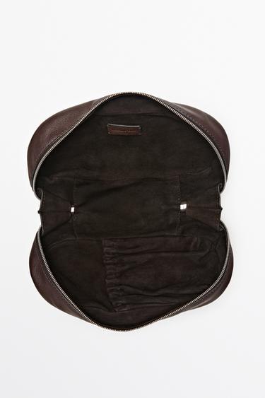 Nappa leather oval toiletry bag — BROWN 3