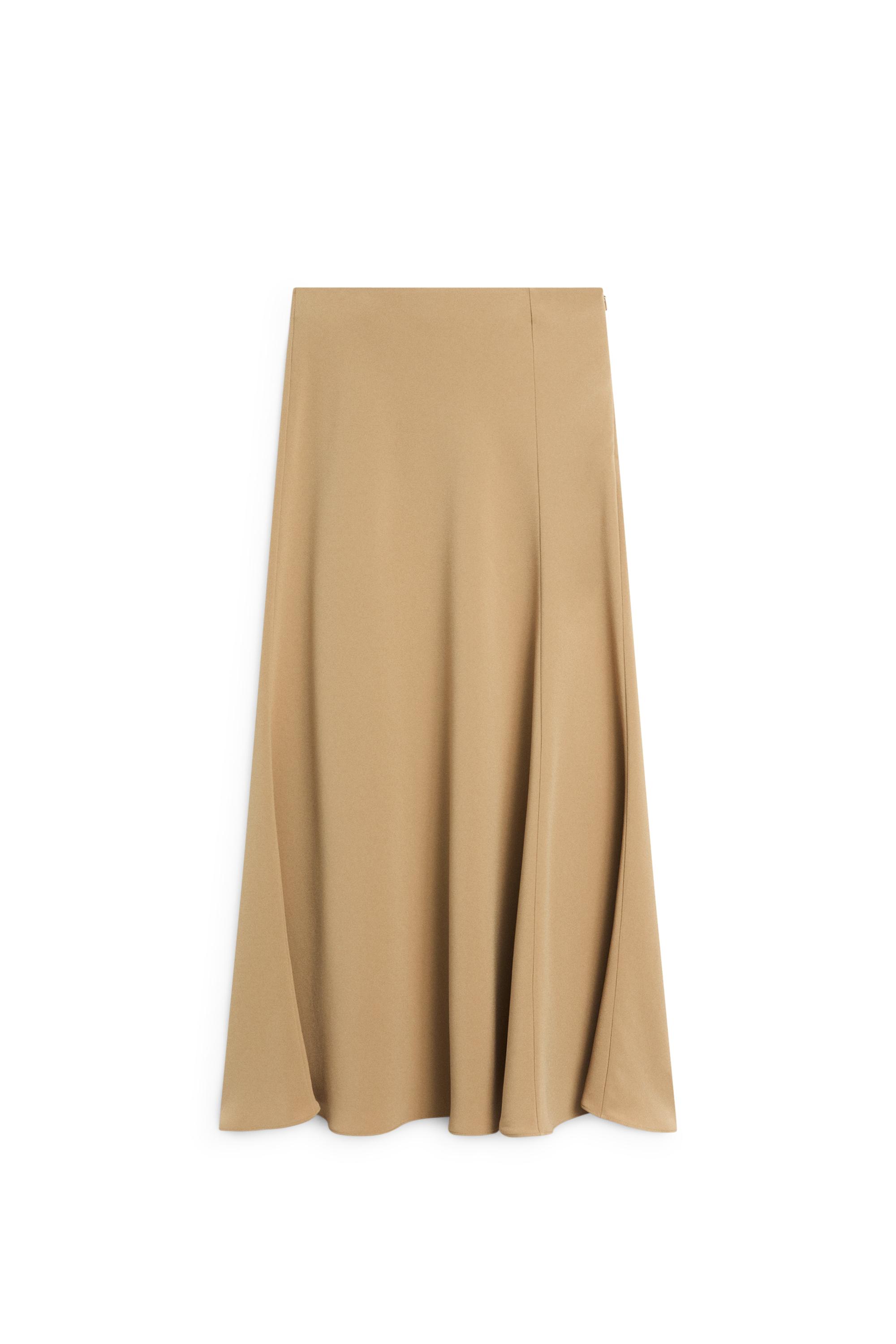 Flowing flared midi skirt - STUDIO — Caramel