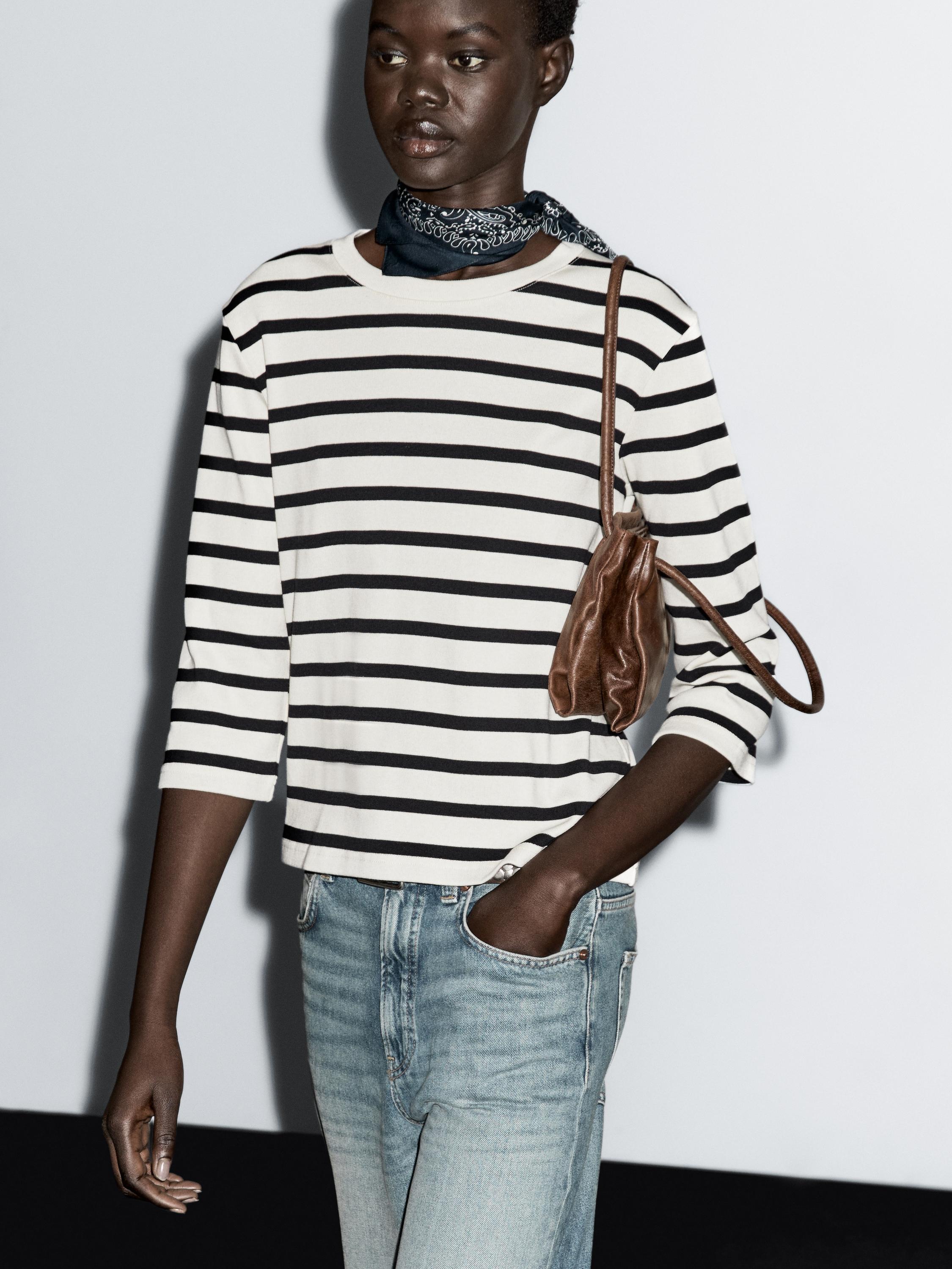T-shirt à rayures 100 % coton