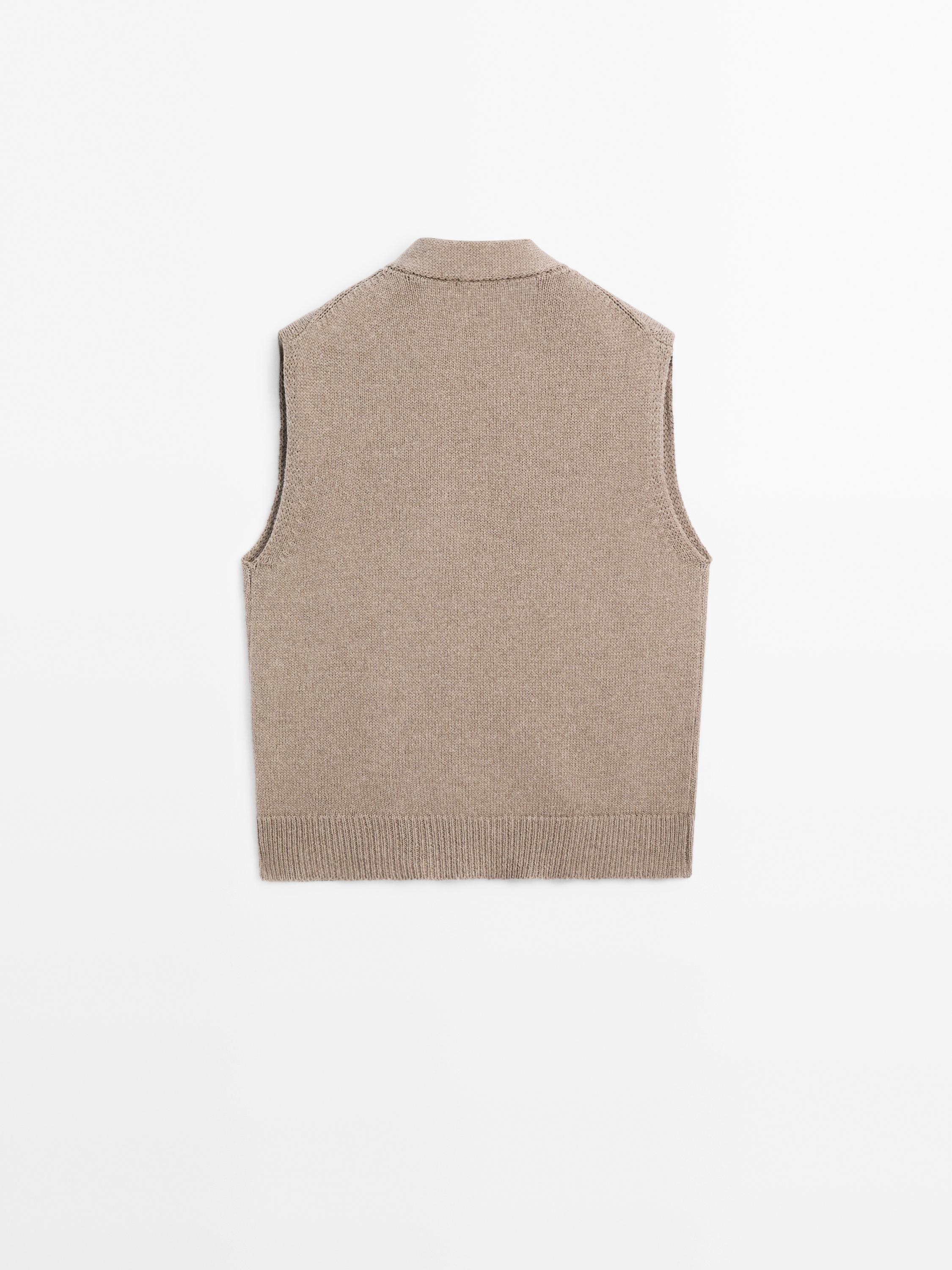 Wool blend knit vest