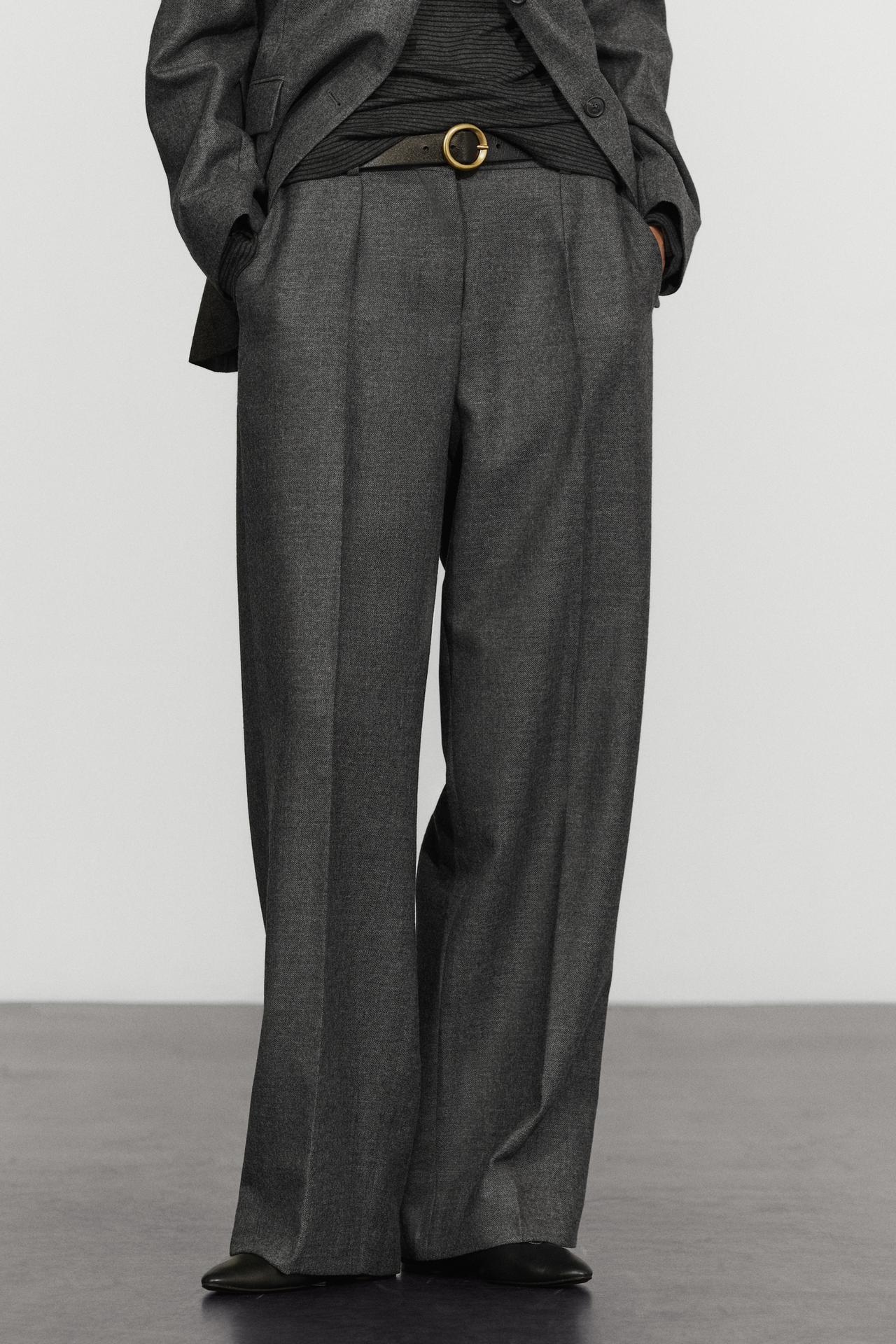 100% wool flannel suit pants — DARK GREY