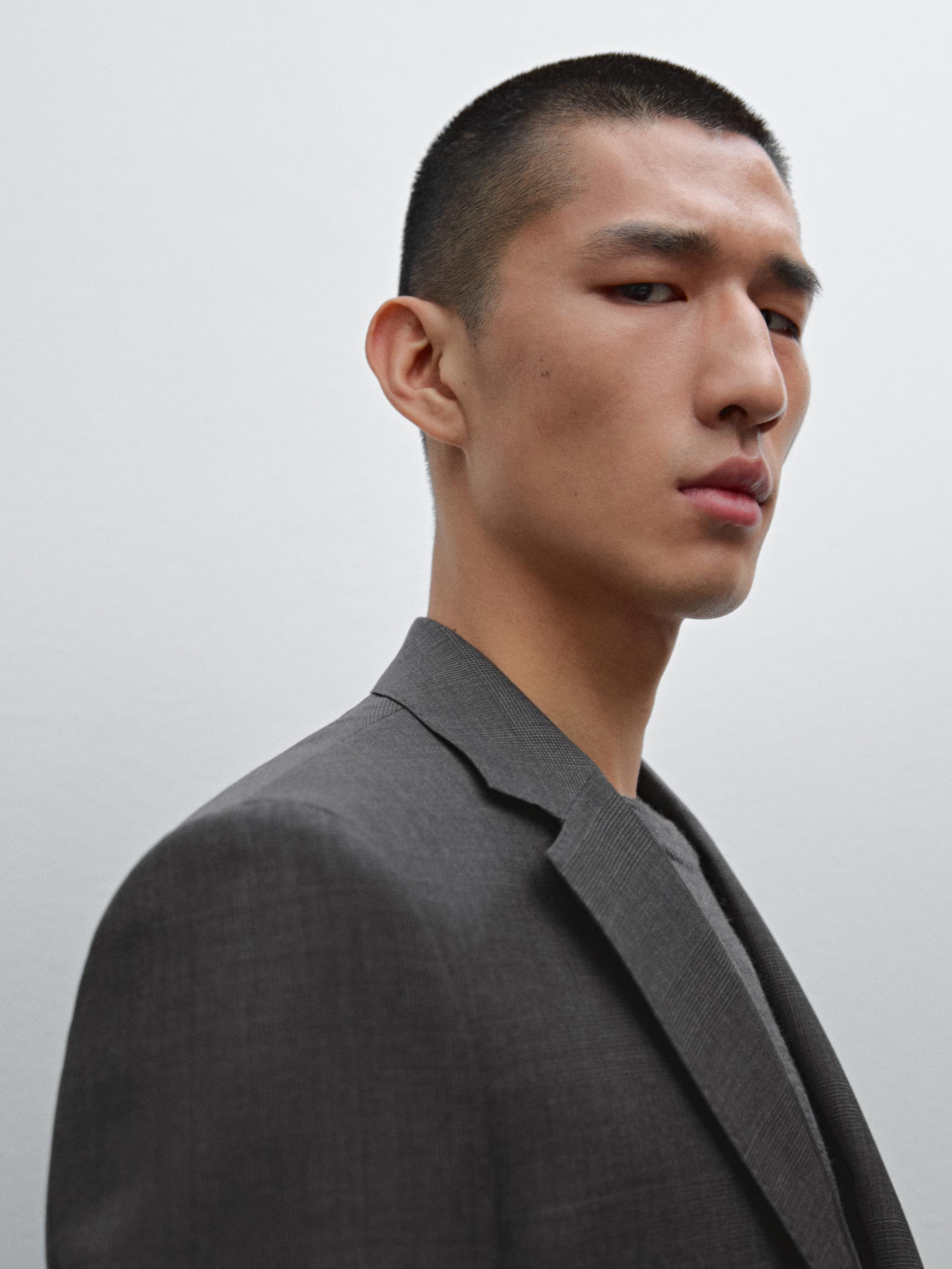 100% wool check suit blazer