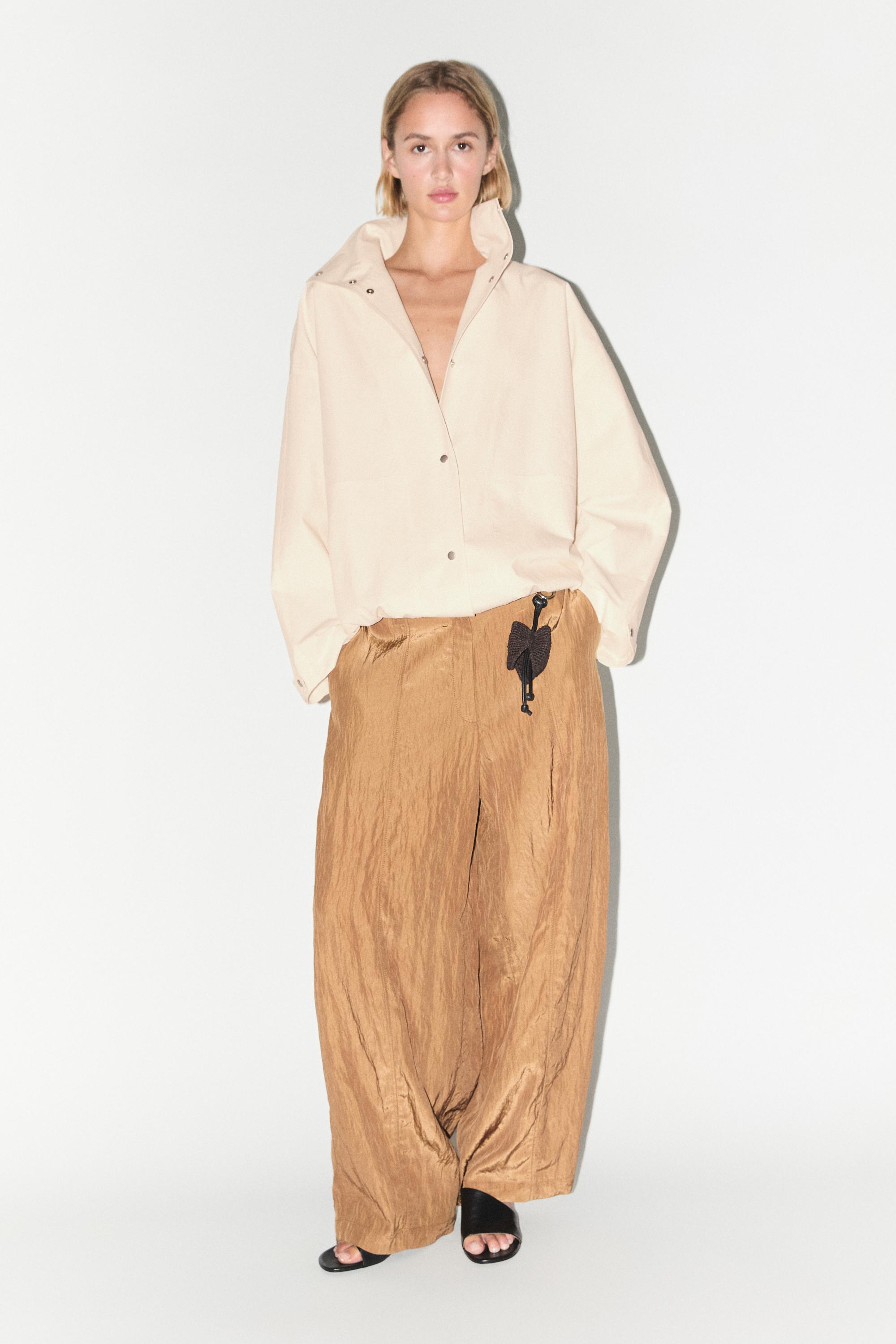 Oversize bomber jacket with snap buttons — CREAM