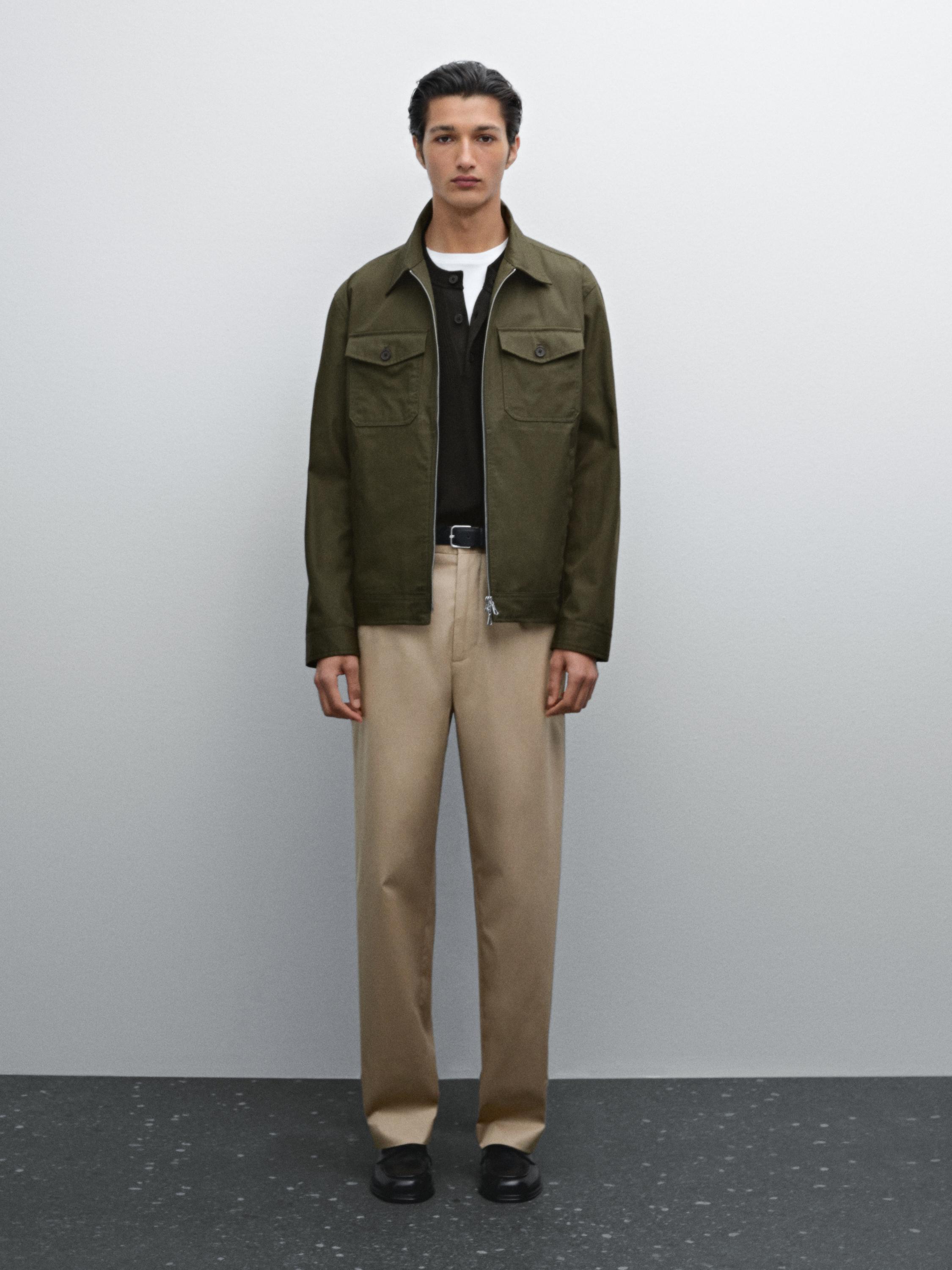 جاكيت قطن مفصل بجيوب